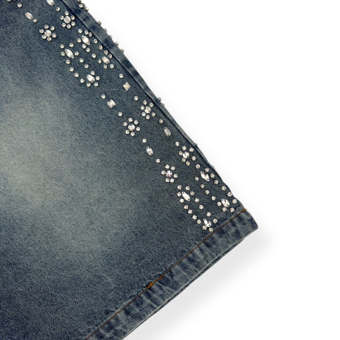 VALE FOREVER CRYSTAL EMBELLISHED SHORTS BLUE W34”