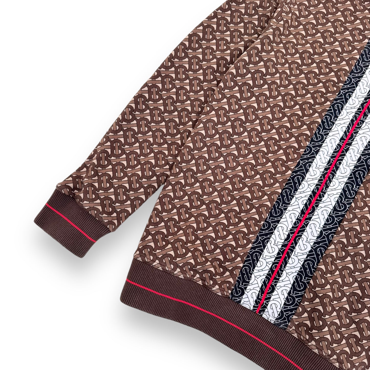 BURBERRY MONOGRAM STRIPE PRINT COTTON SWEATSHIRT BROWN M