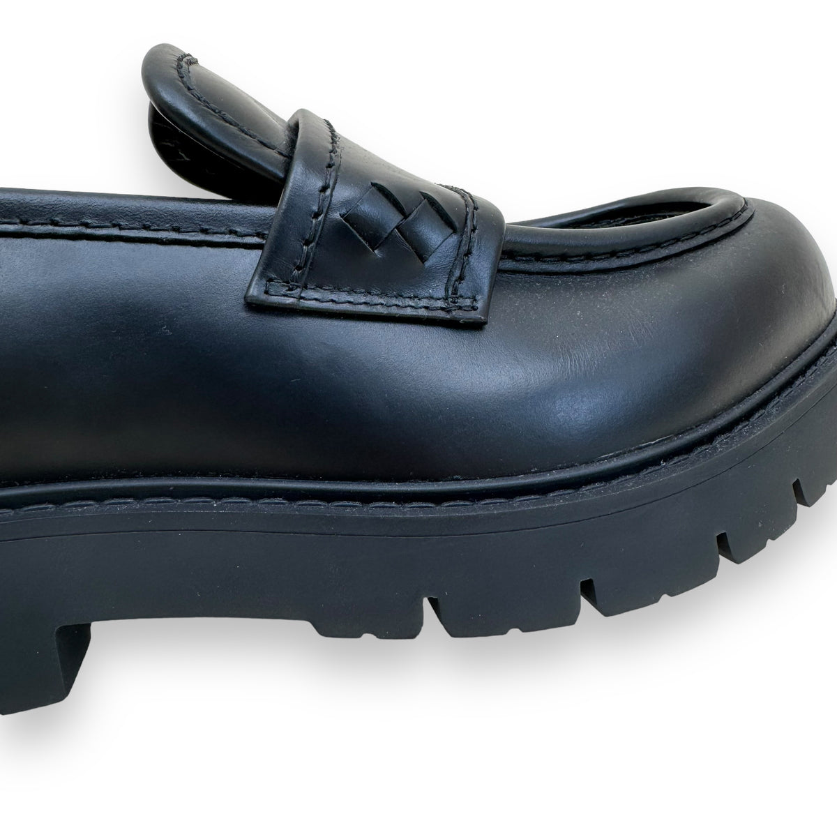 BOTTEGA VENETA HADDOCK LEATHER LOAFER BLACK UK10