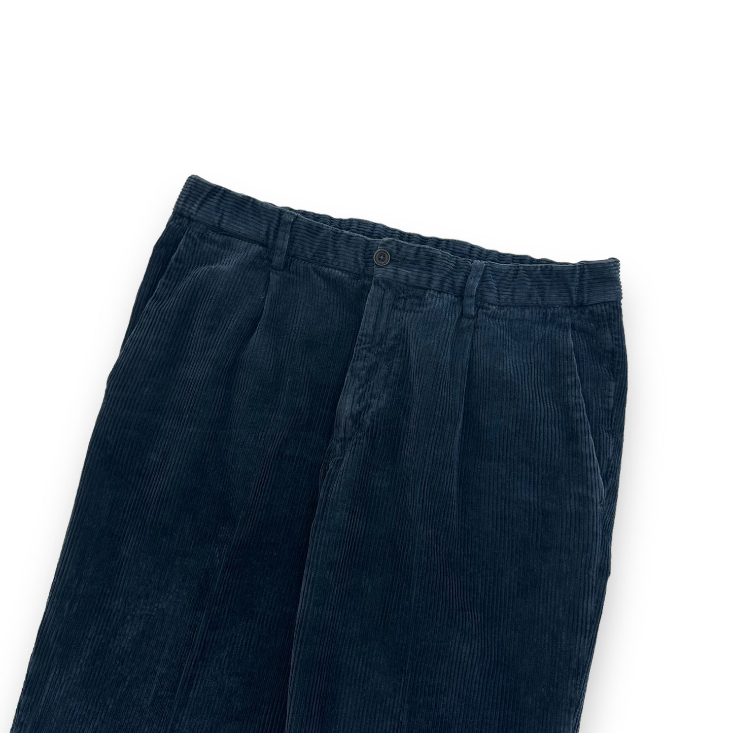 THOM SWEENEY CORDUROY PLEATED TROUSERS NAVY M