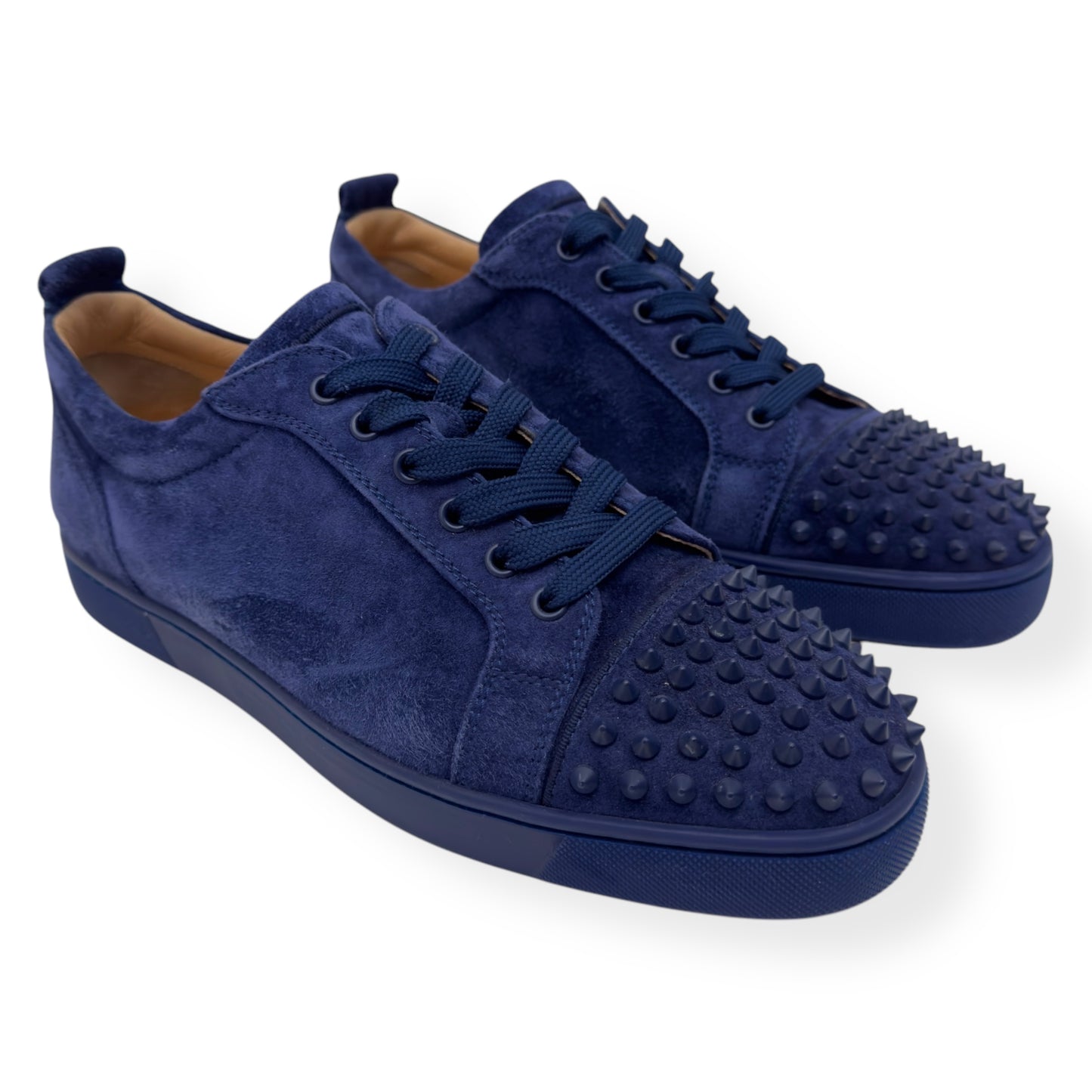 CHRISTIAN LOUBOUTIN LOUIS JUNIOR SPIKE SUEDE SNEAKER NAVY BLUE 43 / UK9