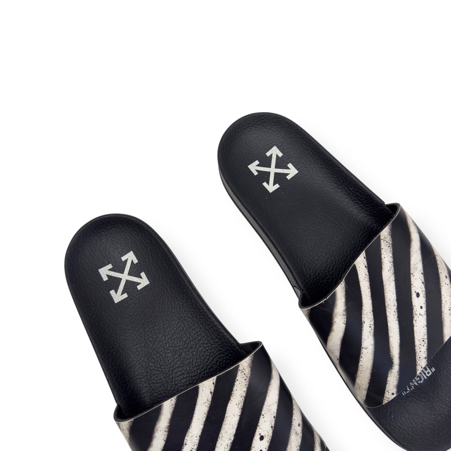 OFF-WHITE SPRAY STRIPES SLIDES BLACK / WHITE UK10