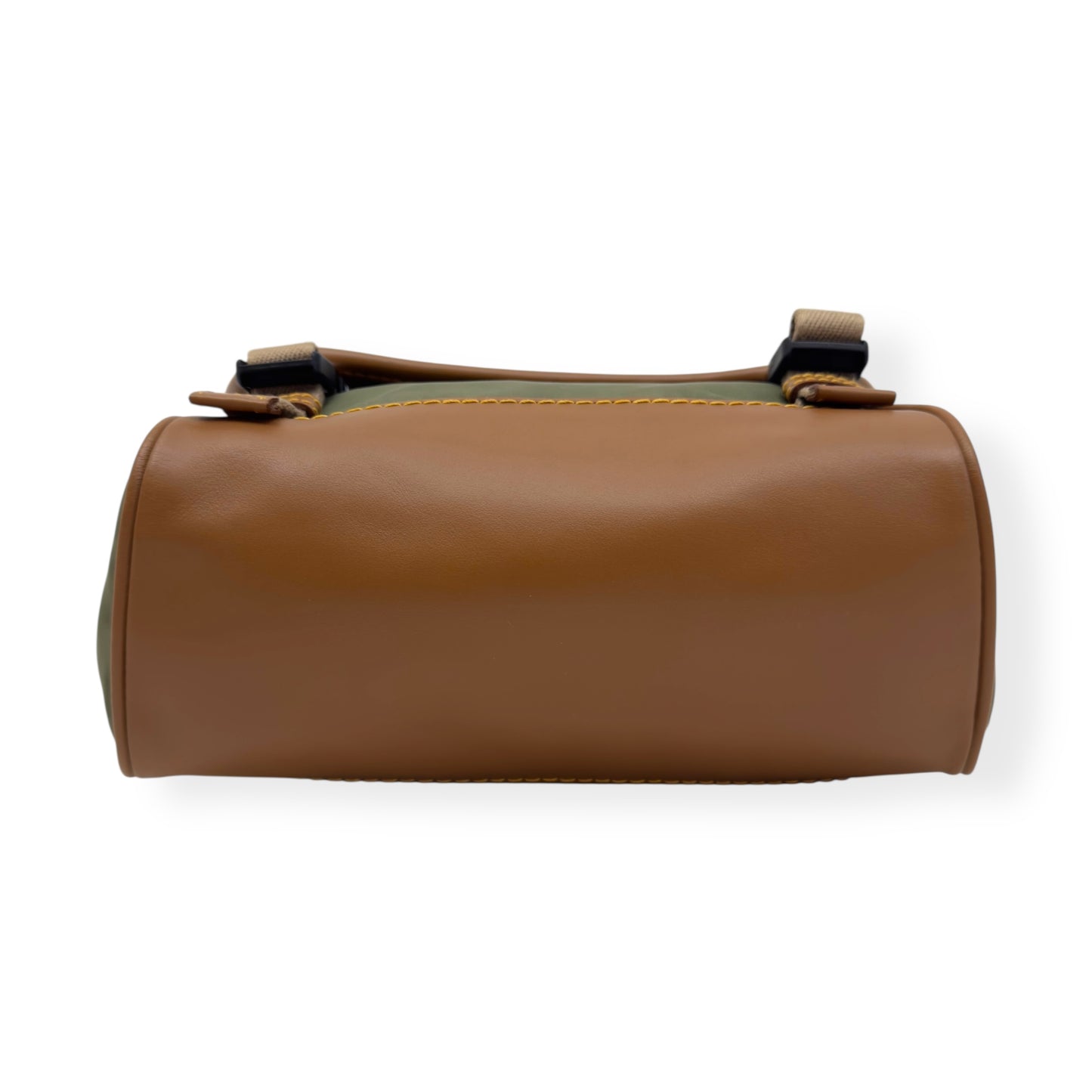 PRADA RE-NYLON AND LEATHER SHOULDER BAG MILITARY GREEN / CARAMEL S