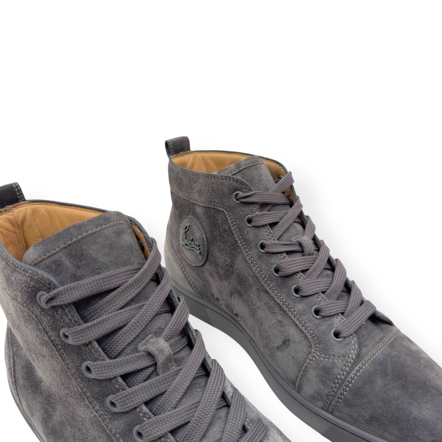 CHRISTIAN LOUBOUTIN SUEDE HIGH-TOP SNEAKERS GREY 43 / UK9