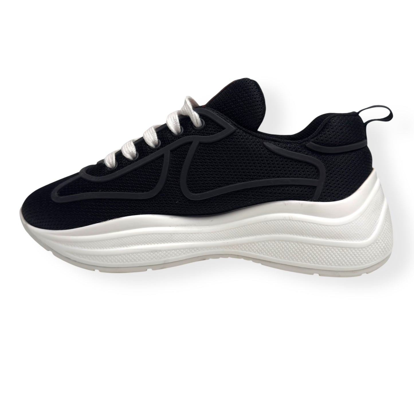 PRADA AMERICAS CUP LOW TOP SNEAKER BLACK / WHITE 37.5 / UK4.5