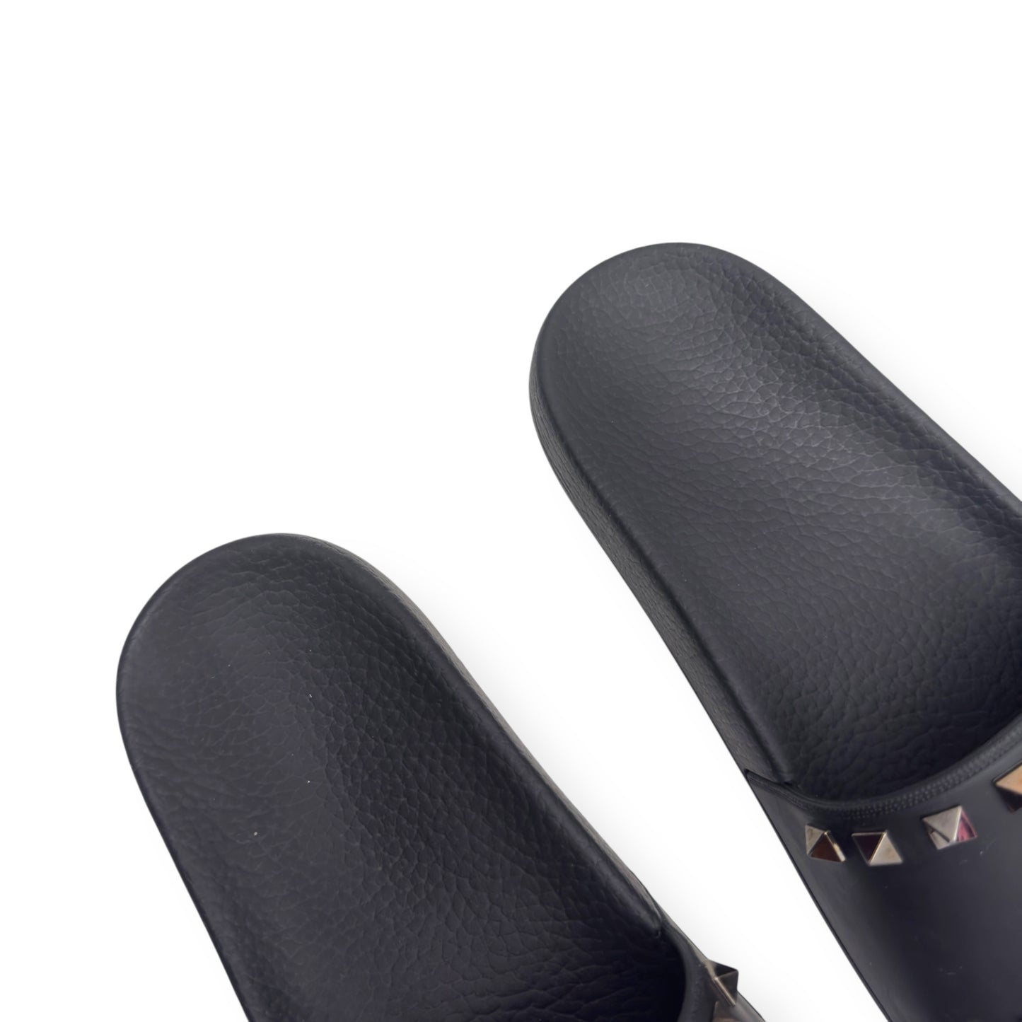 VALENTINO GARAVANI ROCKSTUD RUBBER SLIDES BLACK / SILVER 38 / UK5