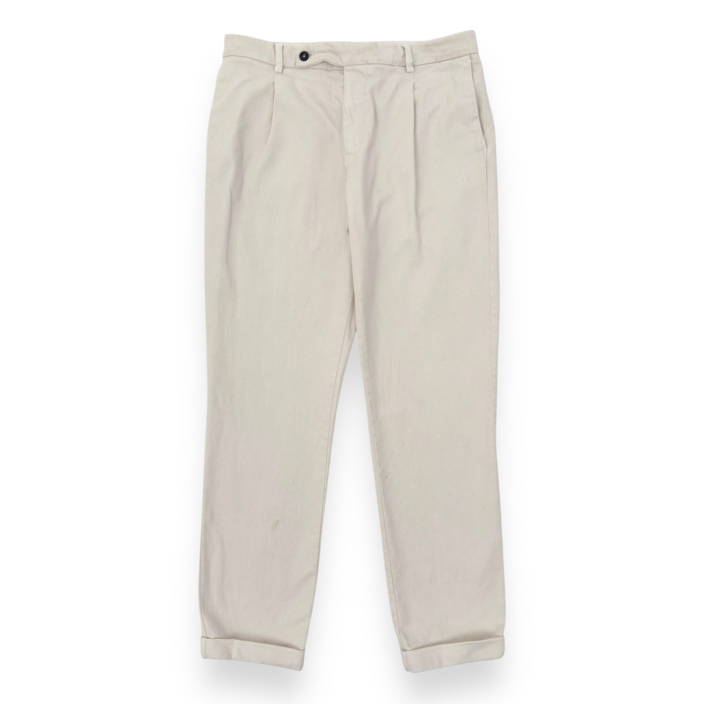 THOM SWEENEY TAILORED TROUSERS WHITE W32"
