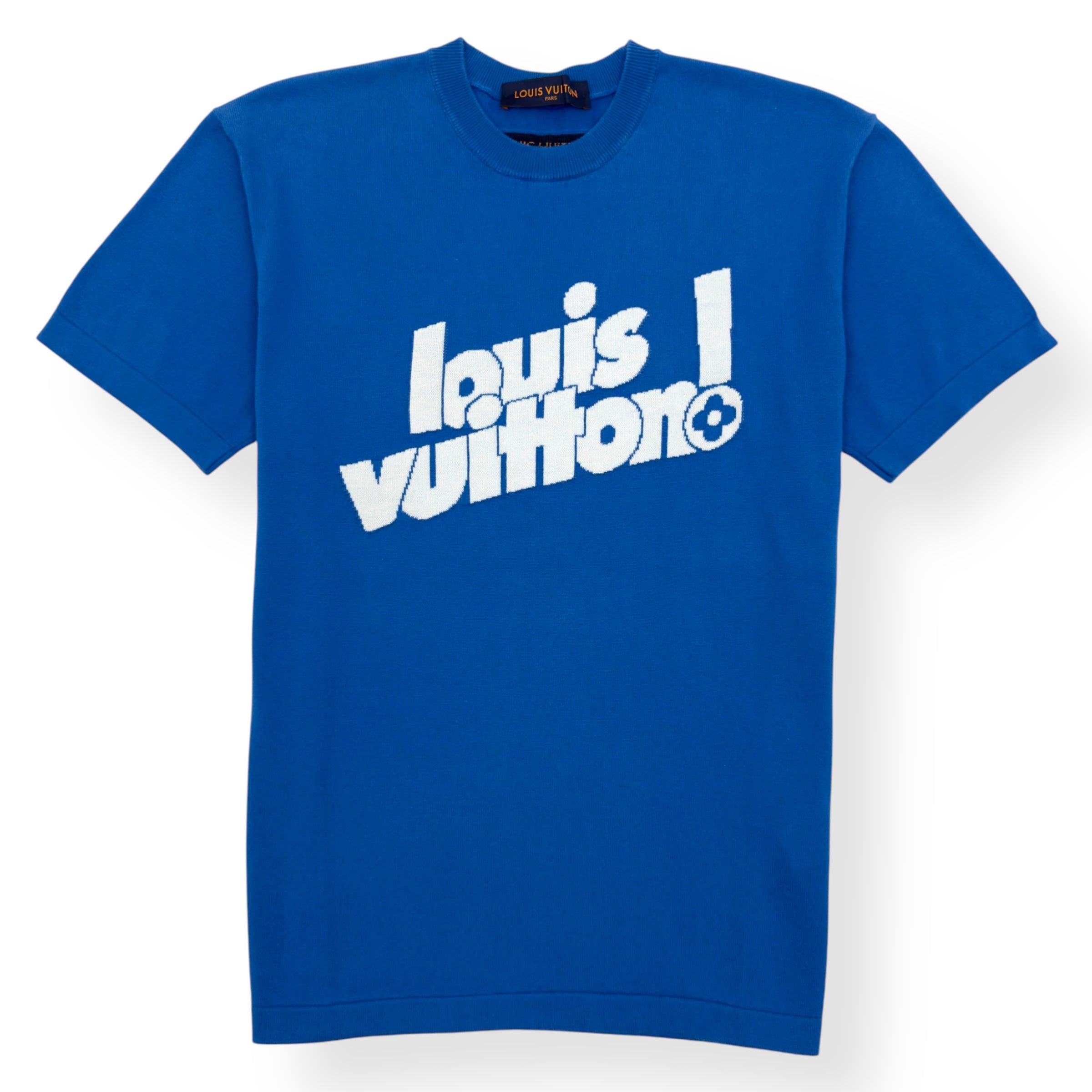 LOUIS VUITTON CREWNECK KNIT T-SHIRT BLUE / WHITE M