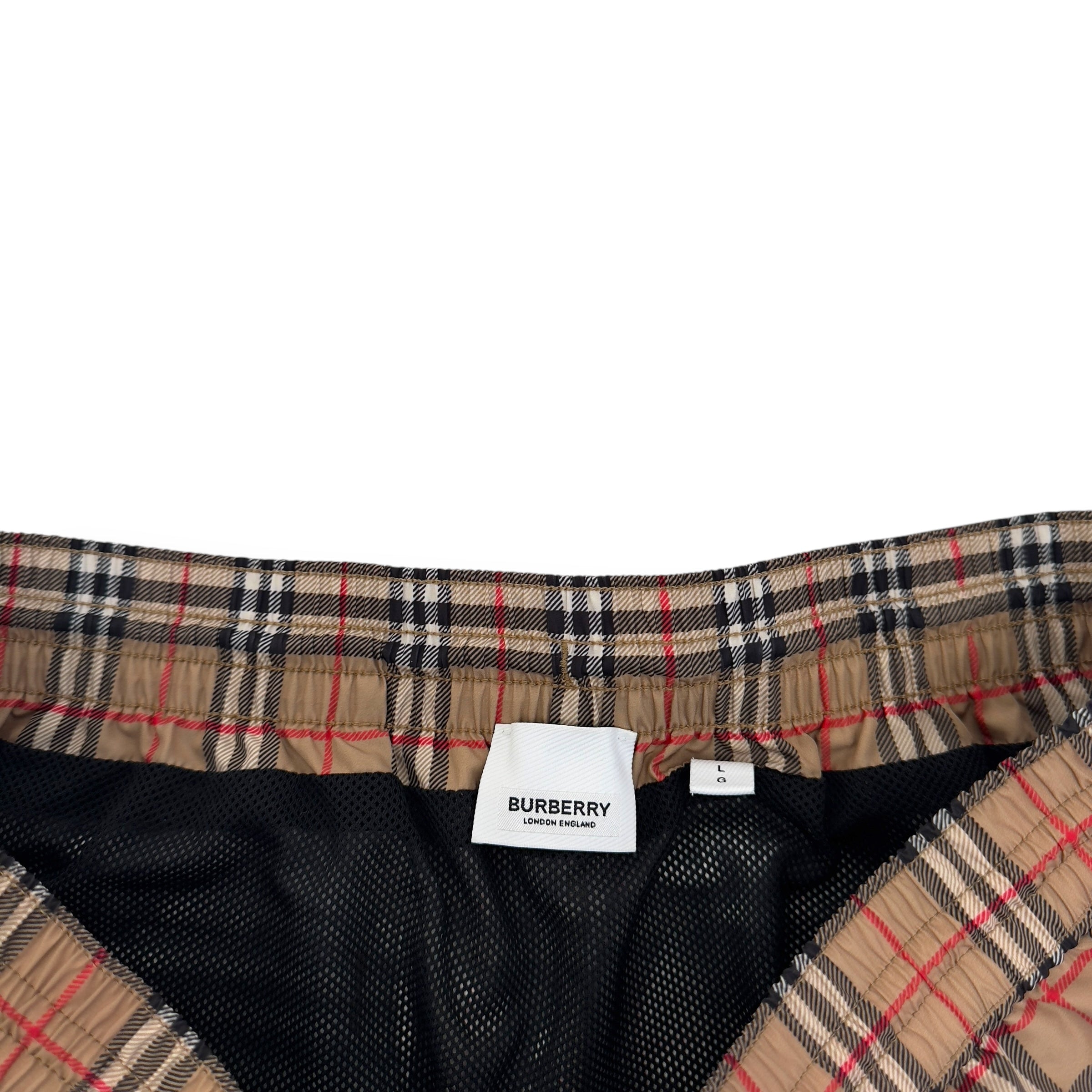 BURBERRY CHECK CHECK SWIM SHORTS BEIGE L