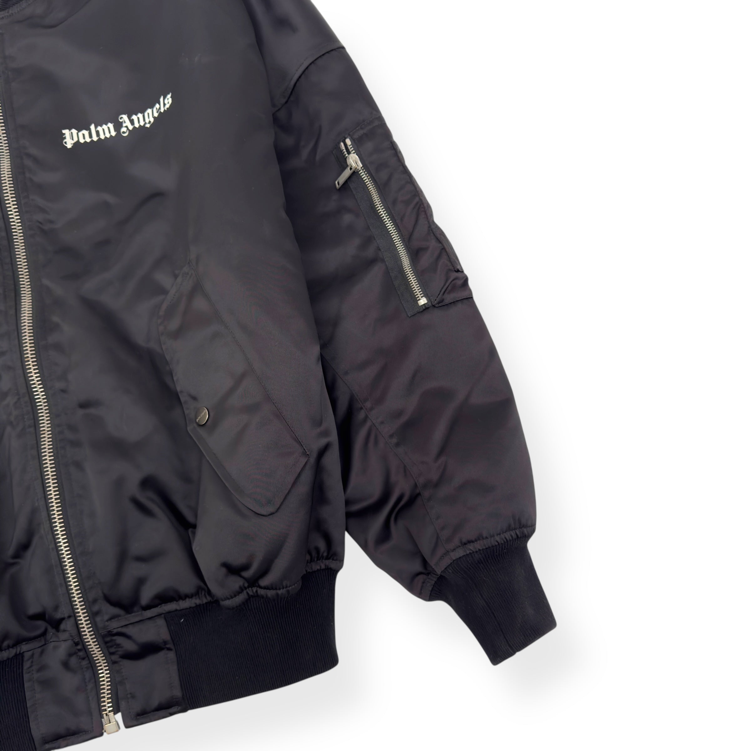 PALM ANGELS OVERSIZED ZIP UP BOMBER JACKET BLACK XS