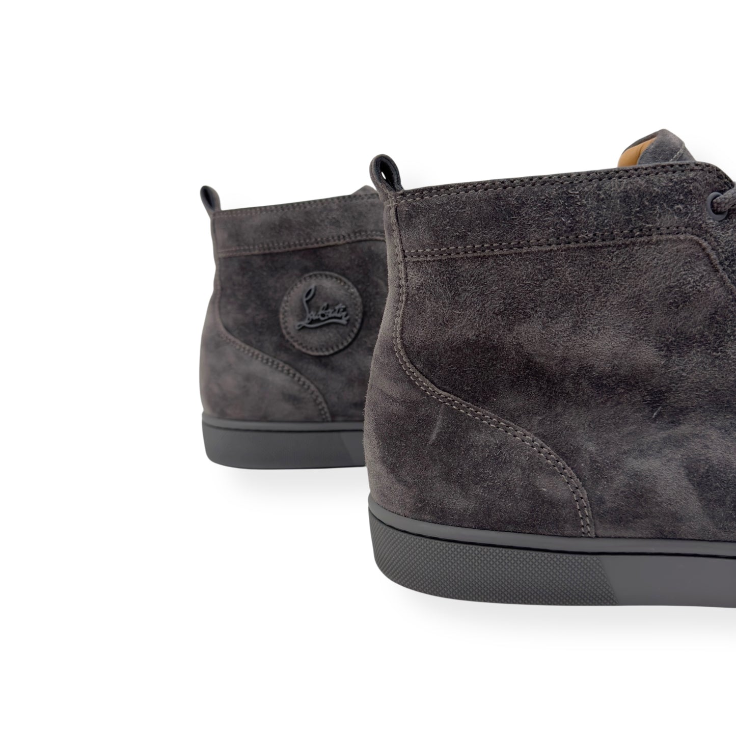 CHRISTIAN LOUBOUTIN SUEDE HIGH-TOP SNEAKERS GREY 43 / UK9