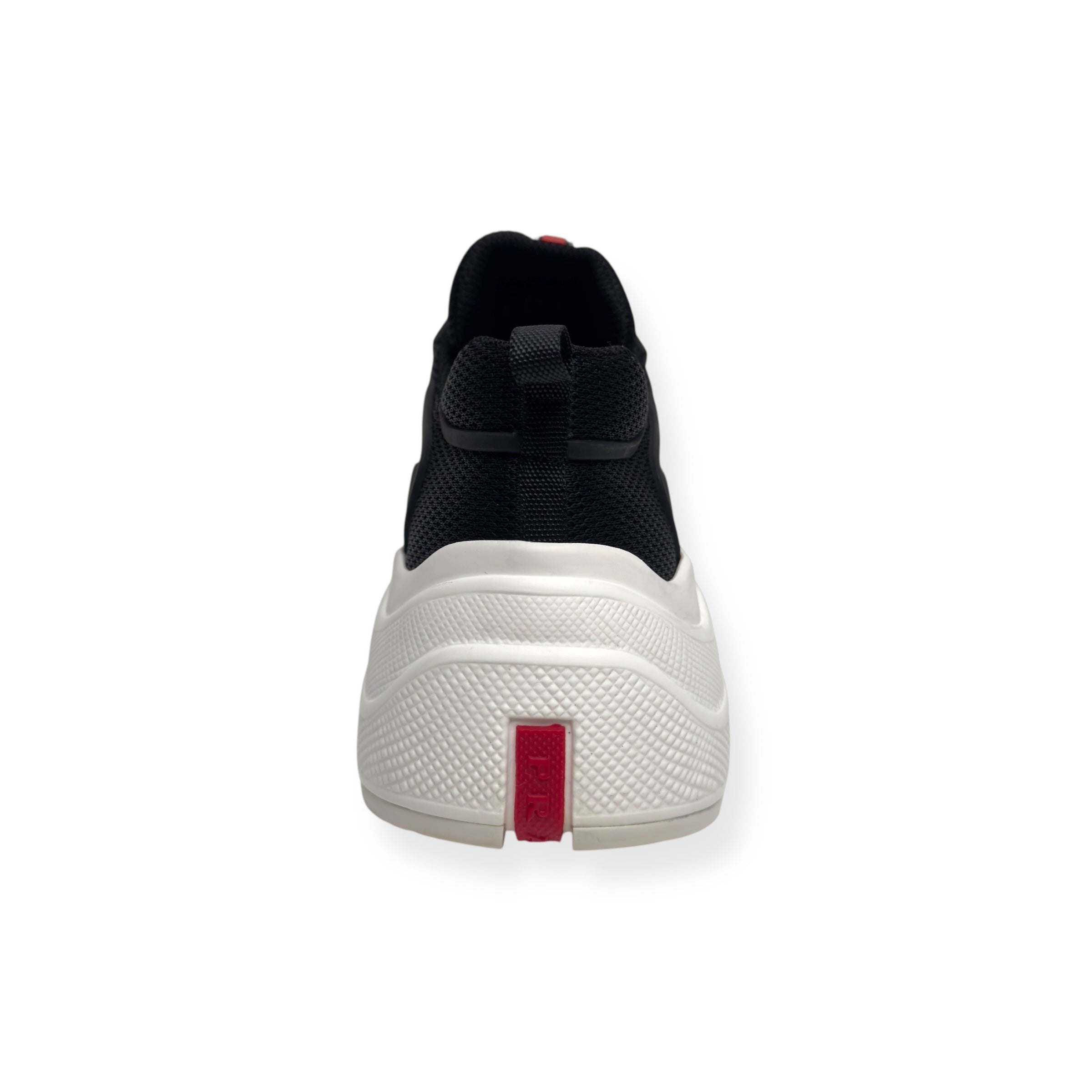 PRADA AMERICAS CUP LOW TOP SNEAKER BLACK / WHITE 37.5 / UK4.5