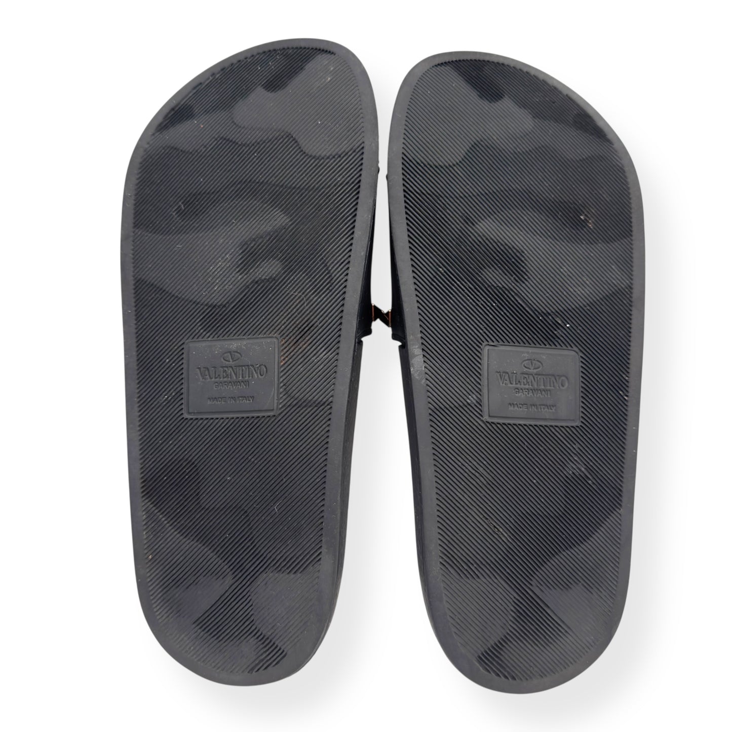 VALENTINO GARAVANI ROCKSTUD RUBBER SLIDES BLACK / SILVER 38 / UK5
