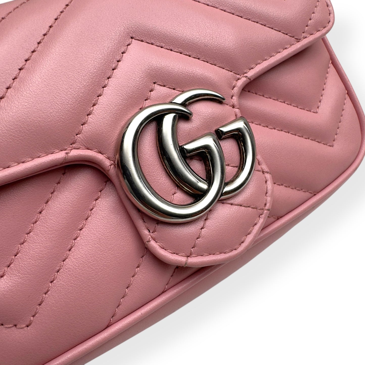 GUCCI MARMONT LEATHER SHOULDER BAG PINK MINI