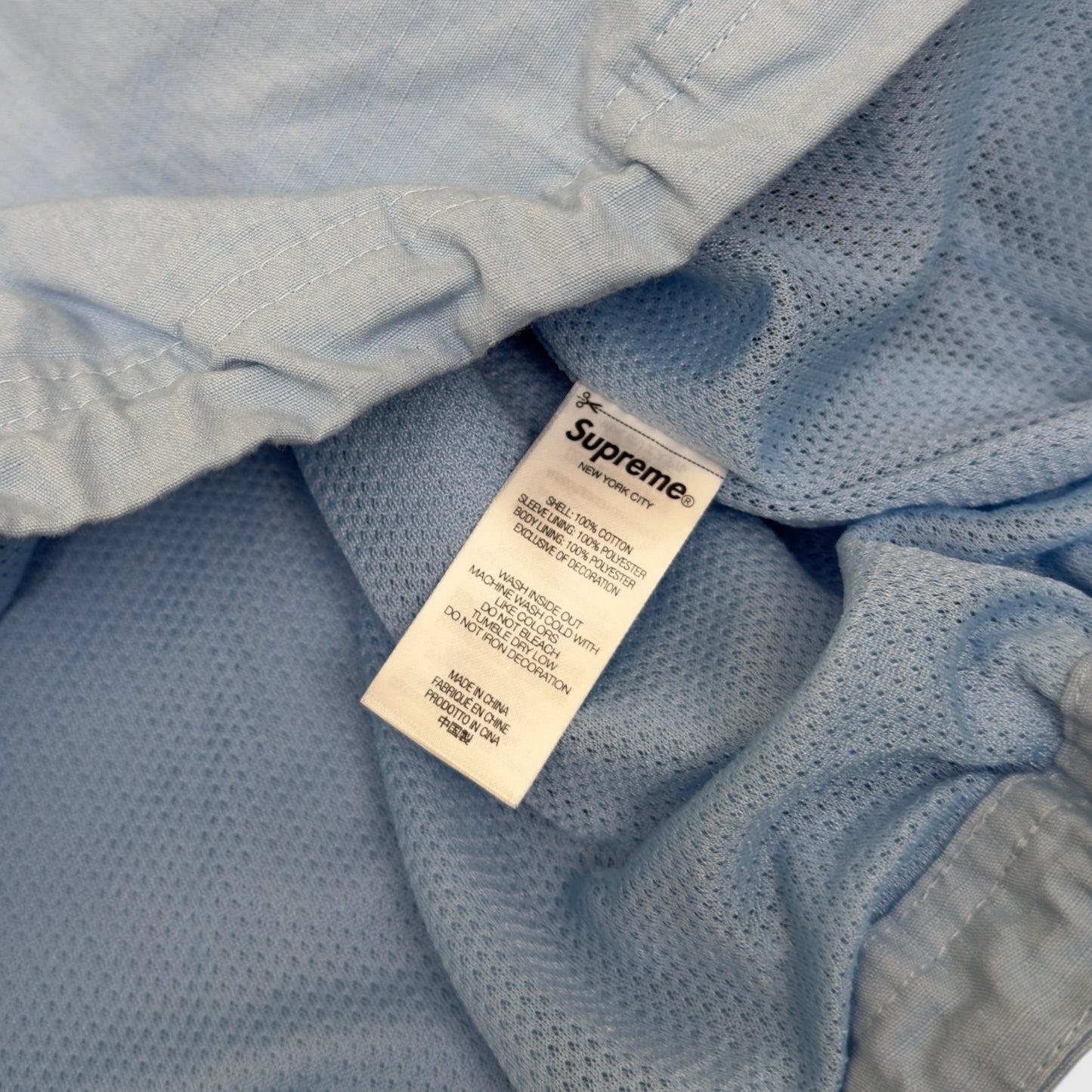 SUPREME SPELLOUT EMBROIDERED RIPSTOP TRACK JACKET BABY BLUE XL