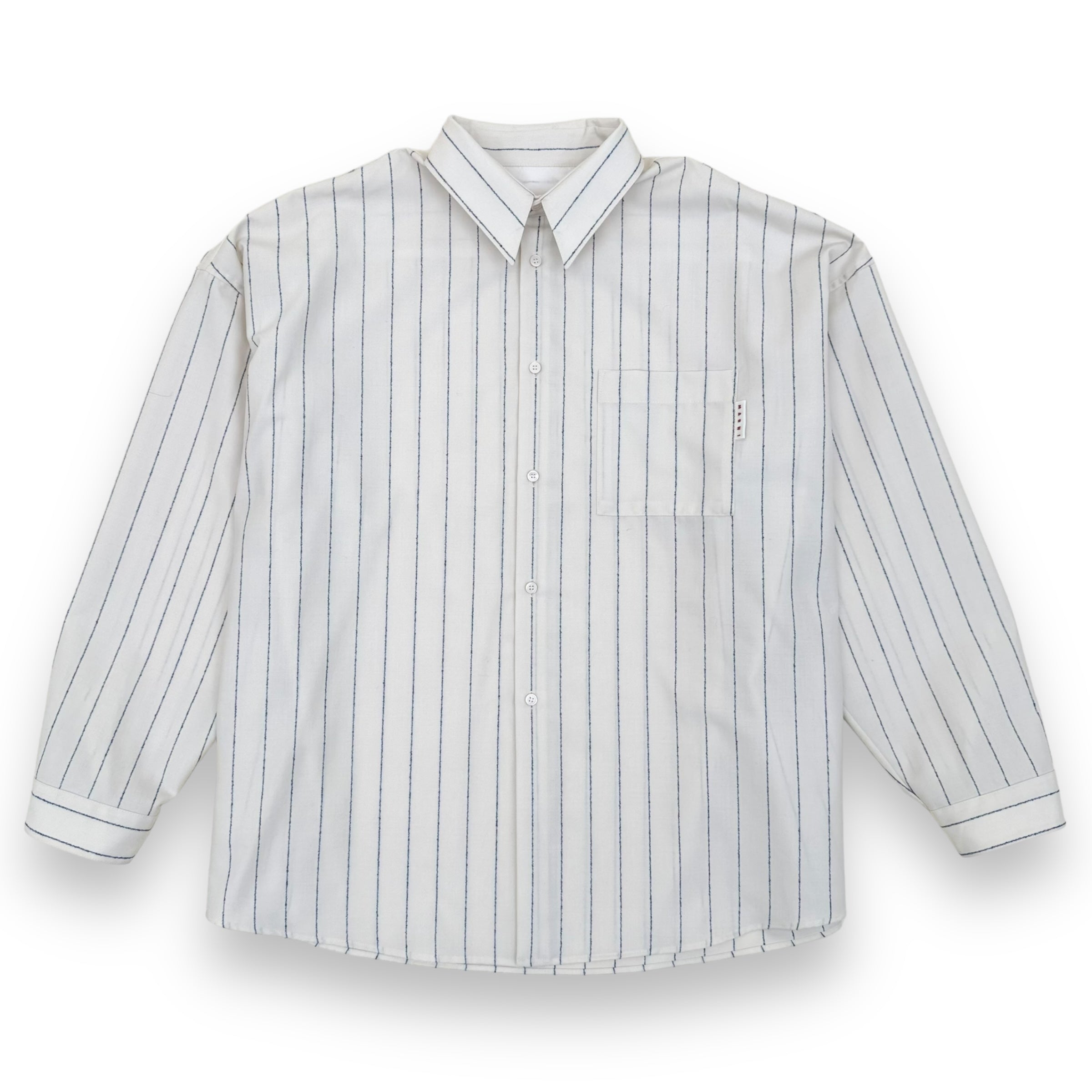MARNI RELAXED PINSTRIPE LONG SLEEVE SHIRT NATURAL / BLUE L