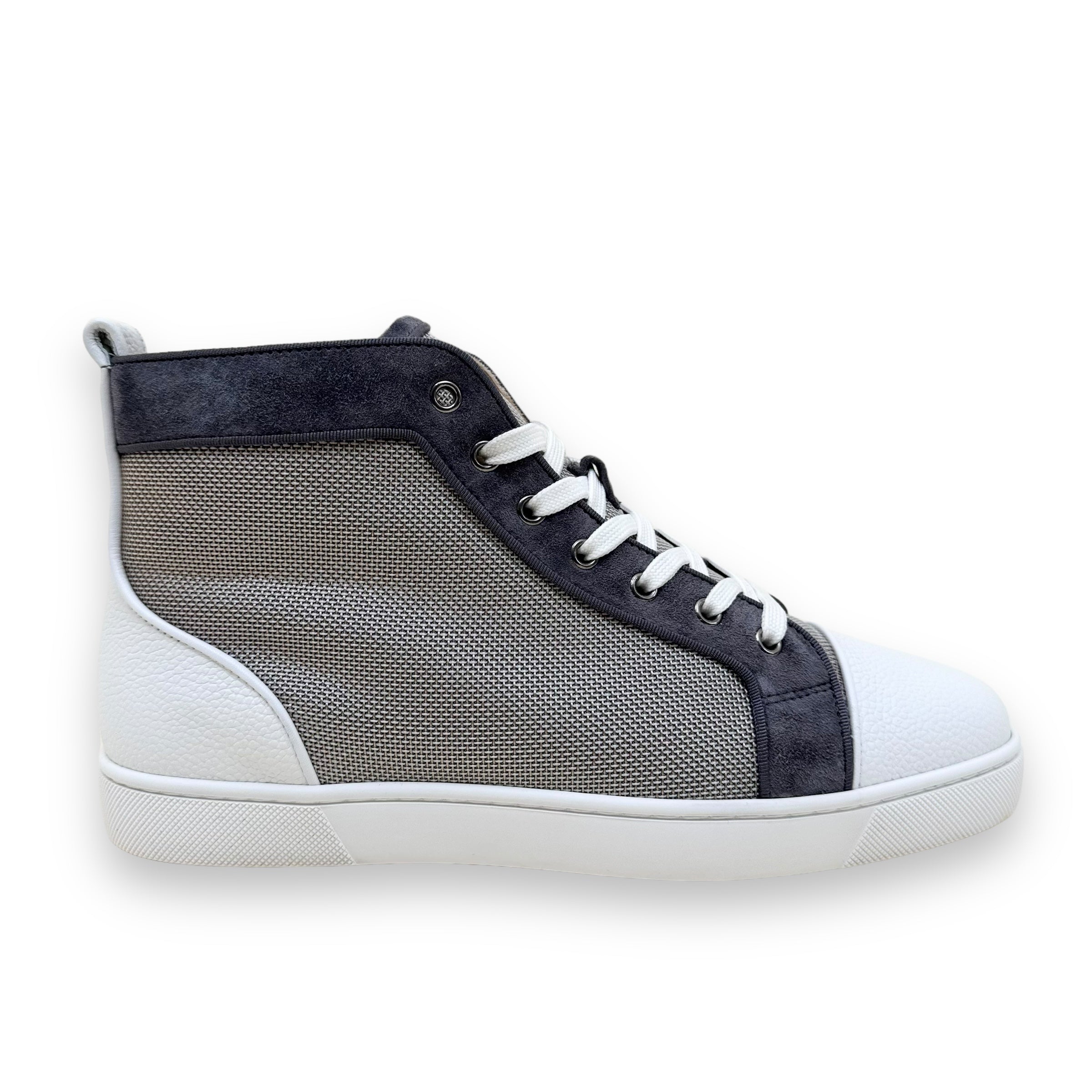 CHRISTIAN LOUBOUTIN LOUIS ORLATO HIGH TOP SNEAKER WHITE / GREY UK9