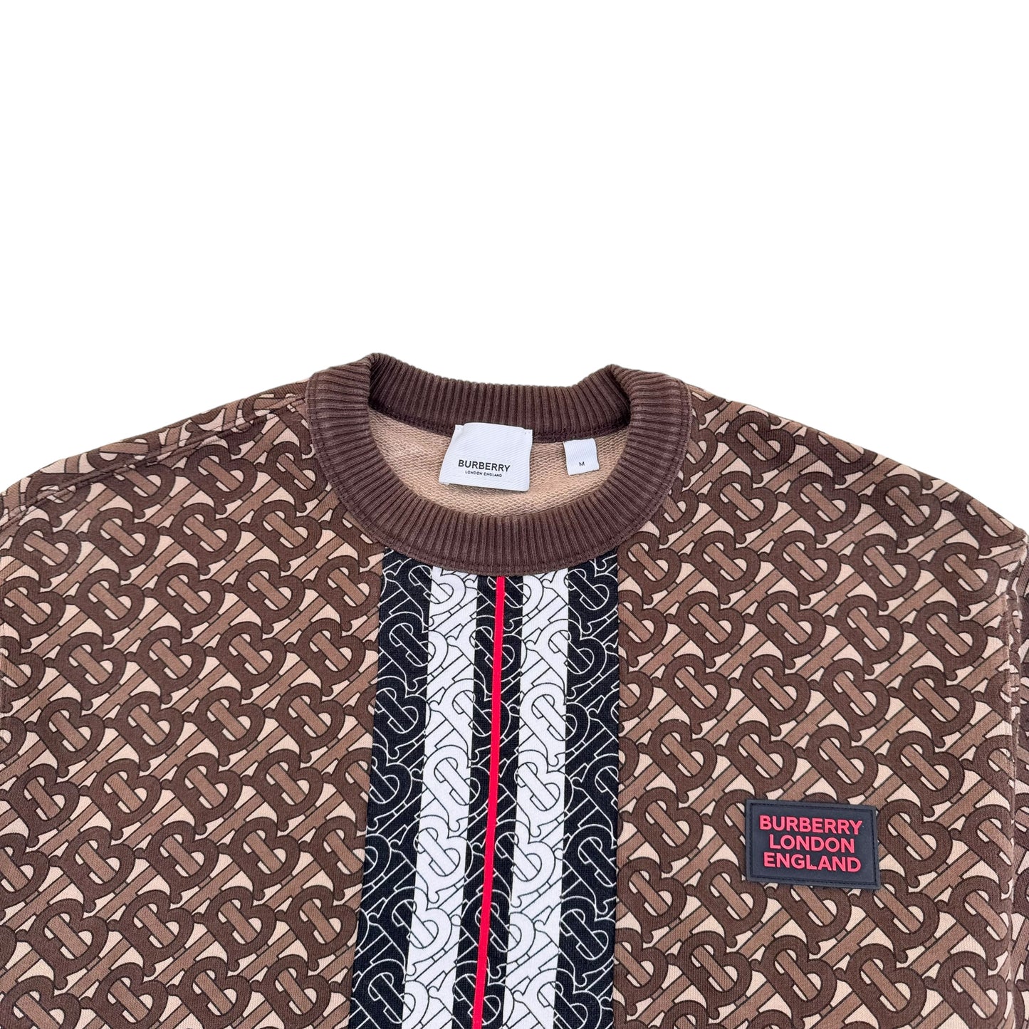 BURBERRY MONOGRAM STRIPE PRINT COTTON SWEATSHIRT BROWN M