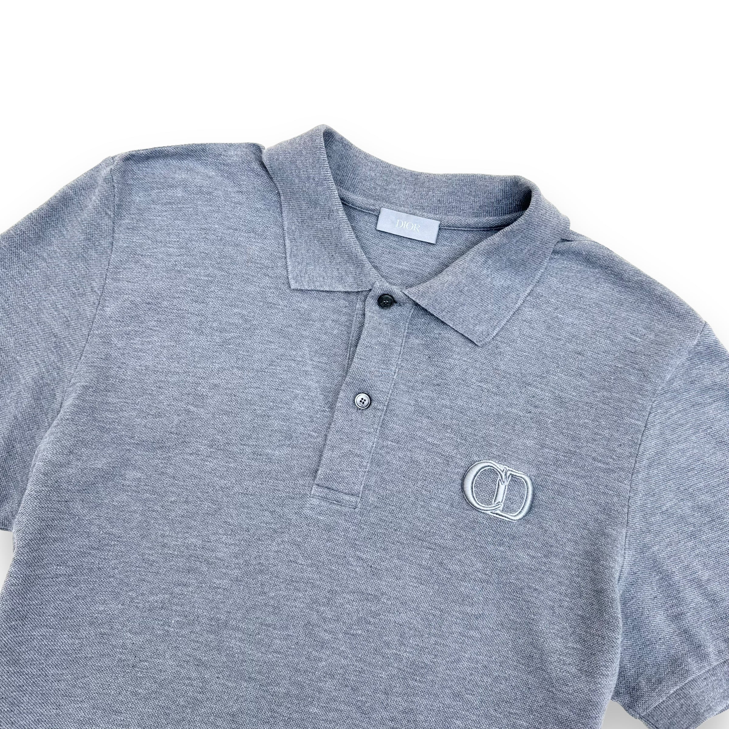 DIOR CD ICON LOGO COTTON POLO SHIRT GREY XL