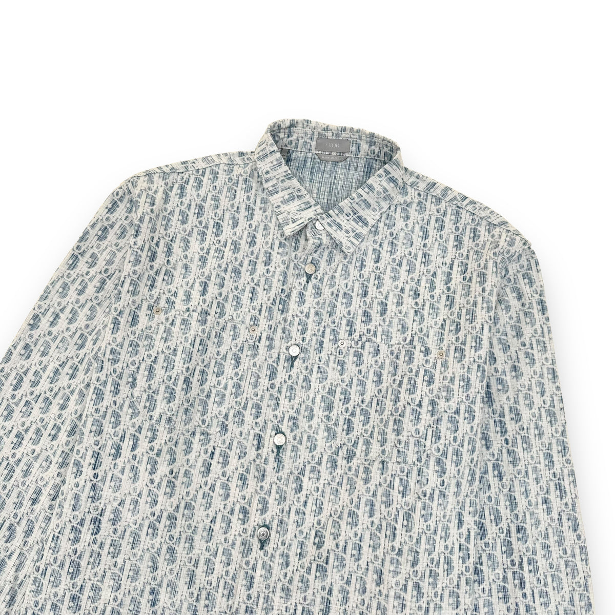 DIOR OBLIQUE KASURI DENIM OVER SHIRT BLUE / WHITE XL