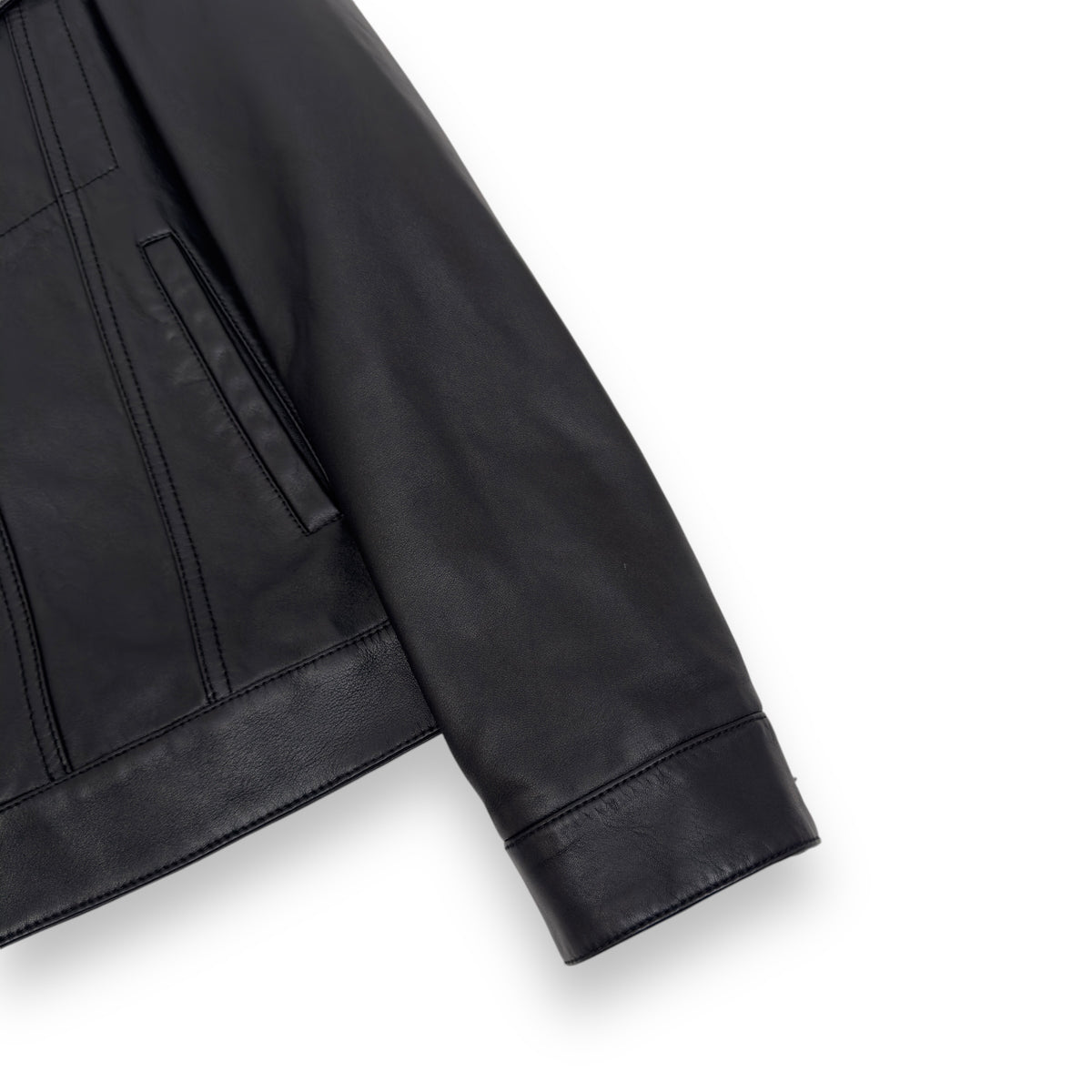 SAINT LAURENT SLIM-FIT LEATHER TRUCKER JACKET XXL