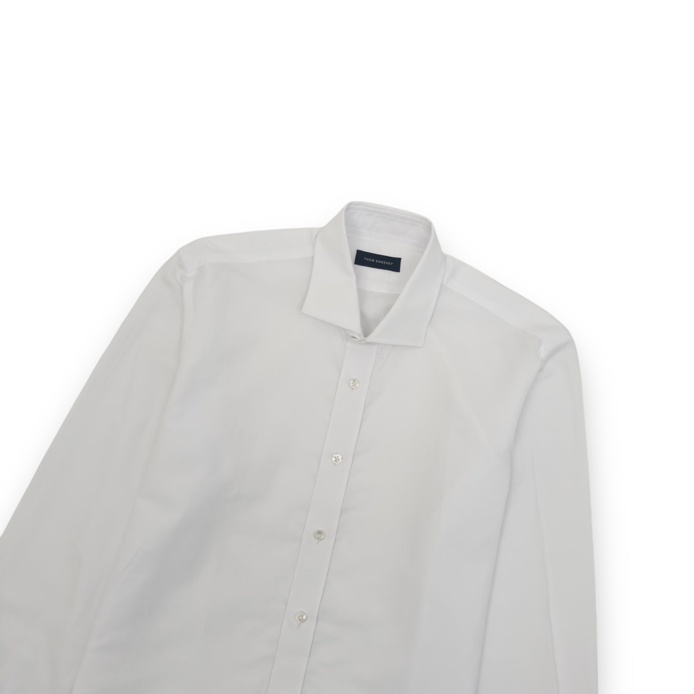 THOM SWEENEY COTTON / LINEN BUTTON DOWN SHIRT WHITE M