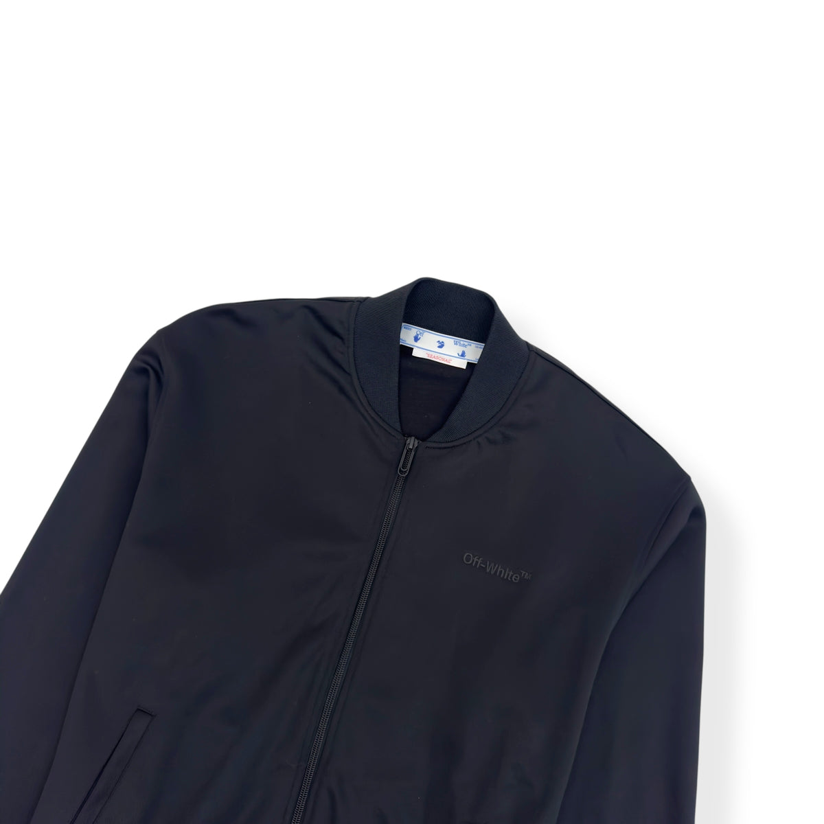 OFF-WHITE ZIP-UP FORALL TRACK TOP BLACK M