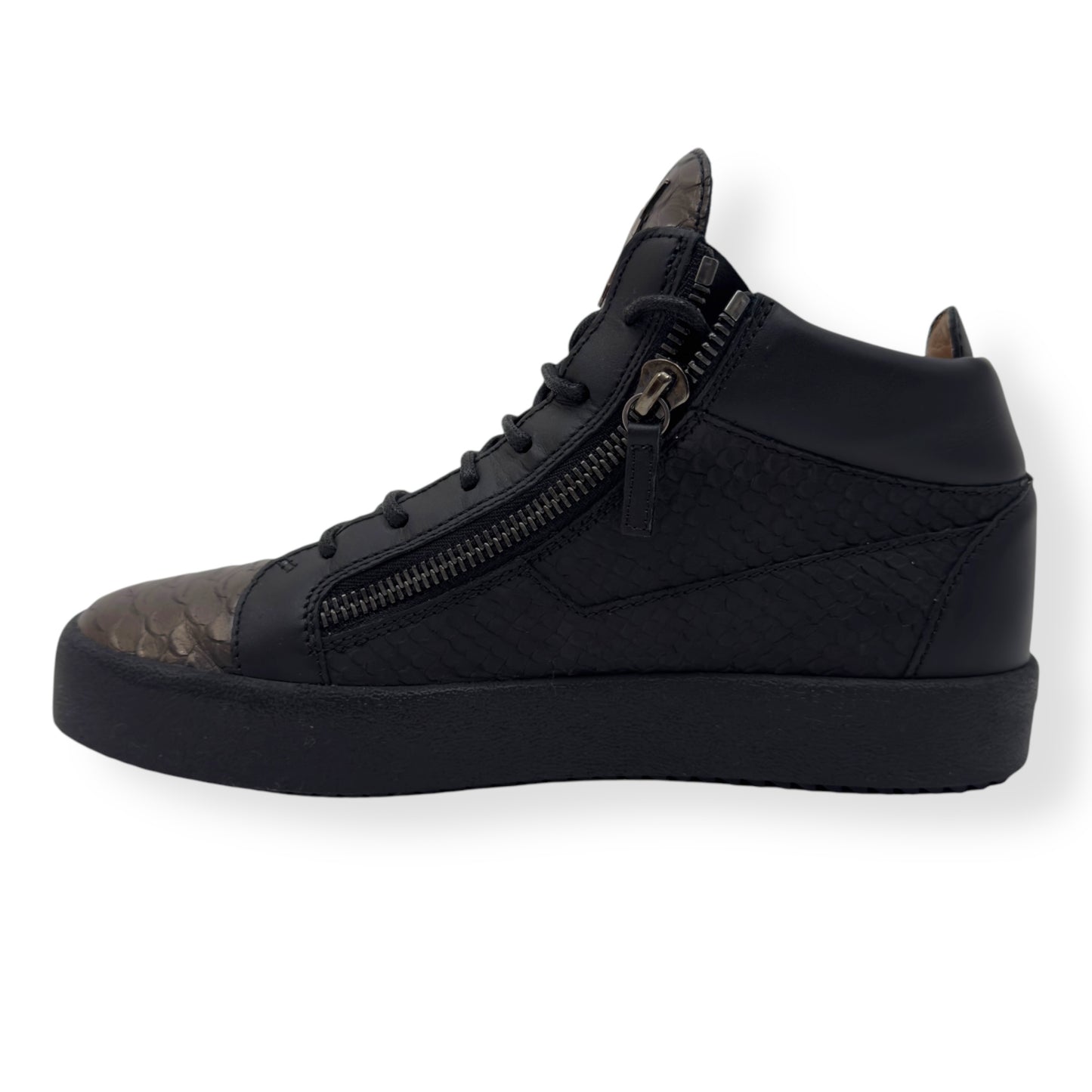GIUSEPPE ZANOTTI ZIP-UP HIGH TOP SNEAKER BLACK / BRONZE 43 / UK9