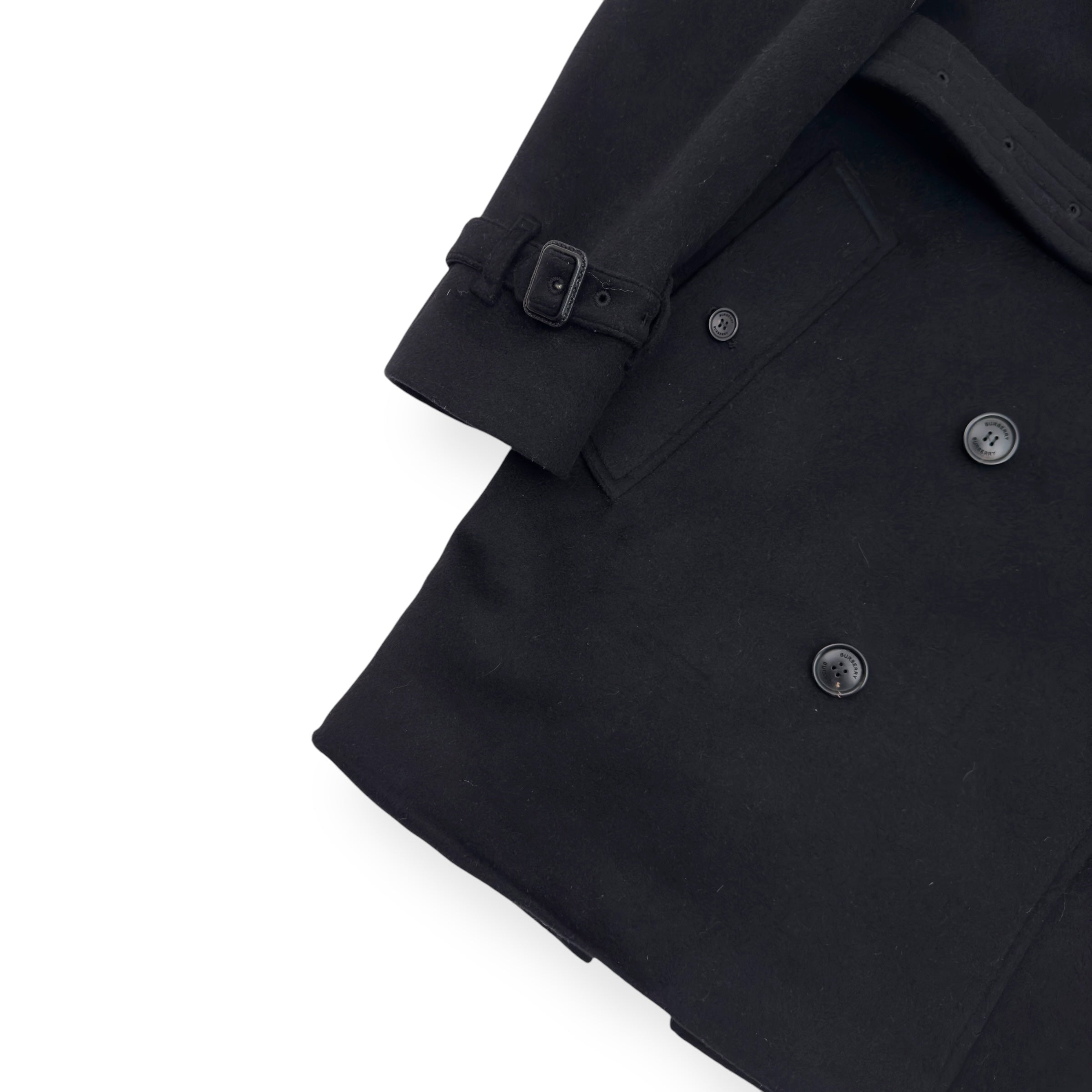 BURBERRY MID-LENGTH CASHMERE BLEND KENSINGTON TRENCH COAT BLACK 50 / M