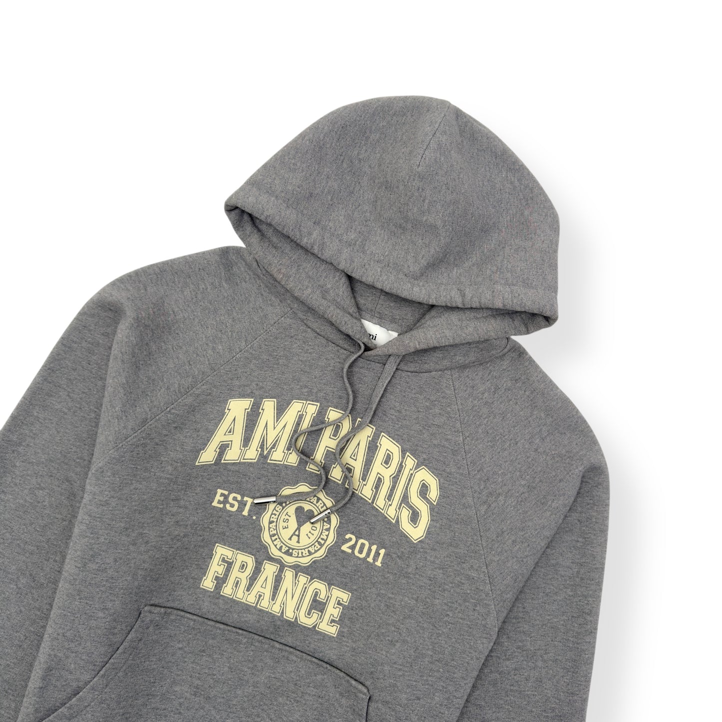 AMI PARIS POPOVER HOODIE GREY / WHITE M