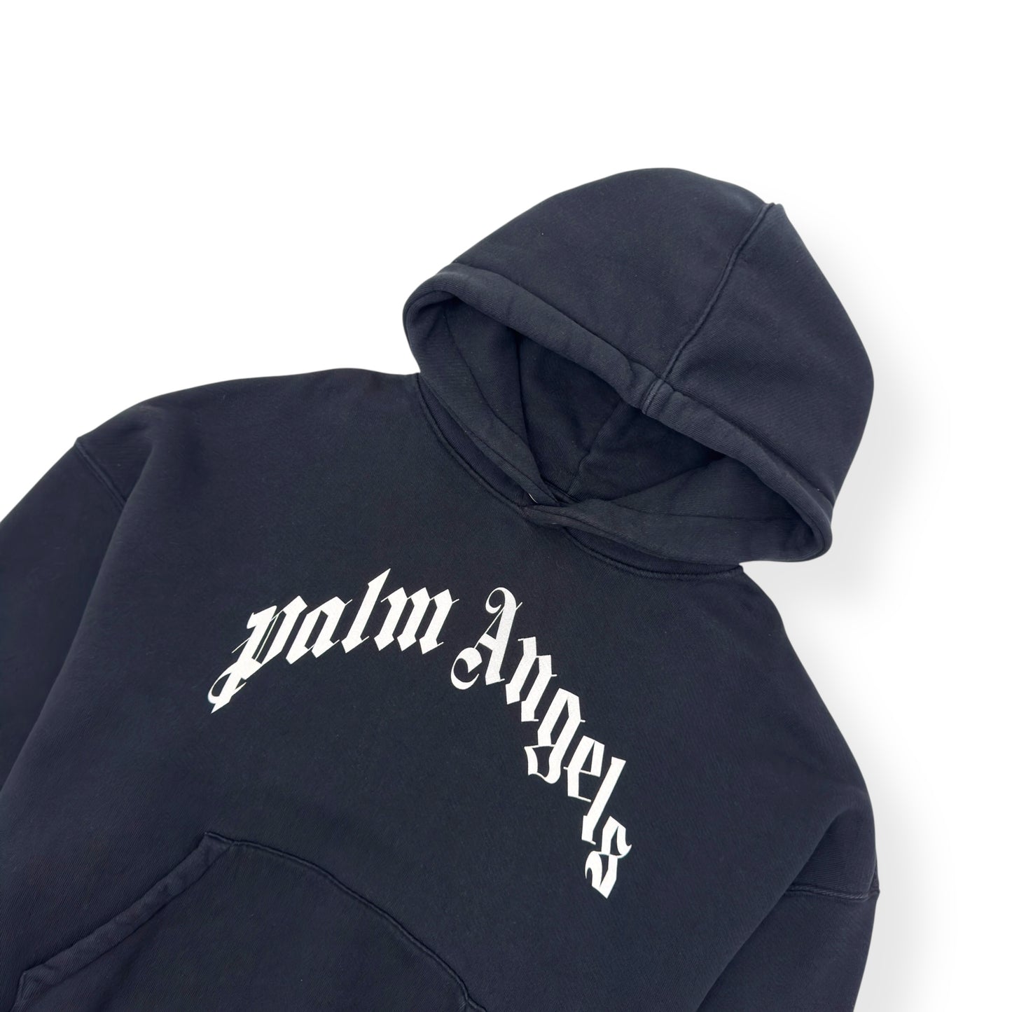 PALM ANGELS CURVED LOGO HOODIE BLACK / WHITE XL