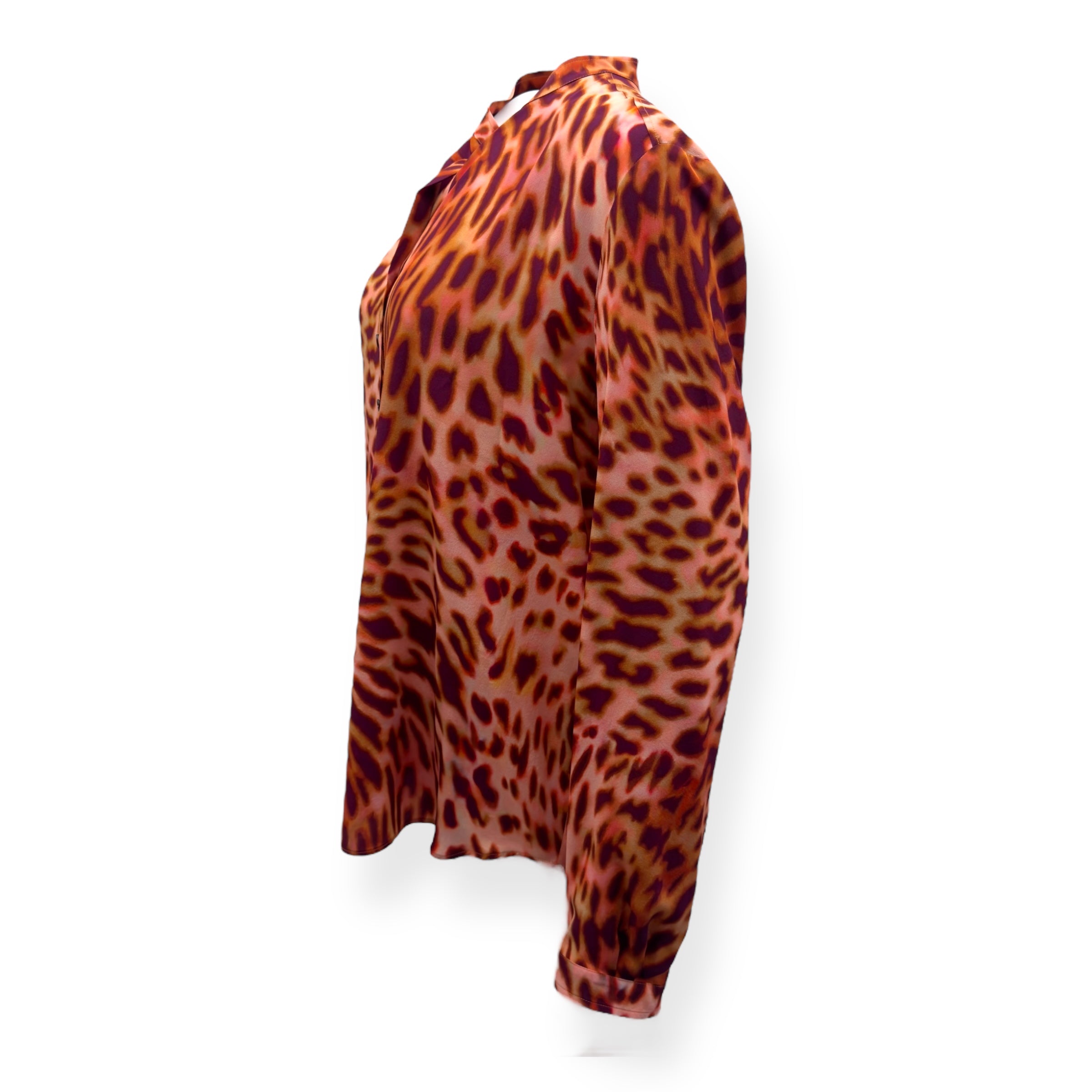 STELLA MCCARTNEY MULTICOLOUR PRINT SILK BUTTONED SHIRT BLOUSE ORANGE 46 / UK14