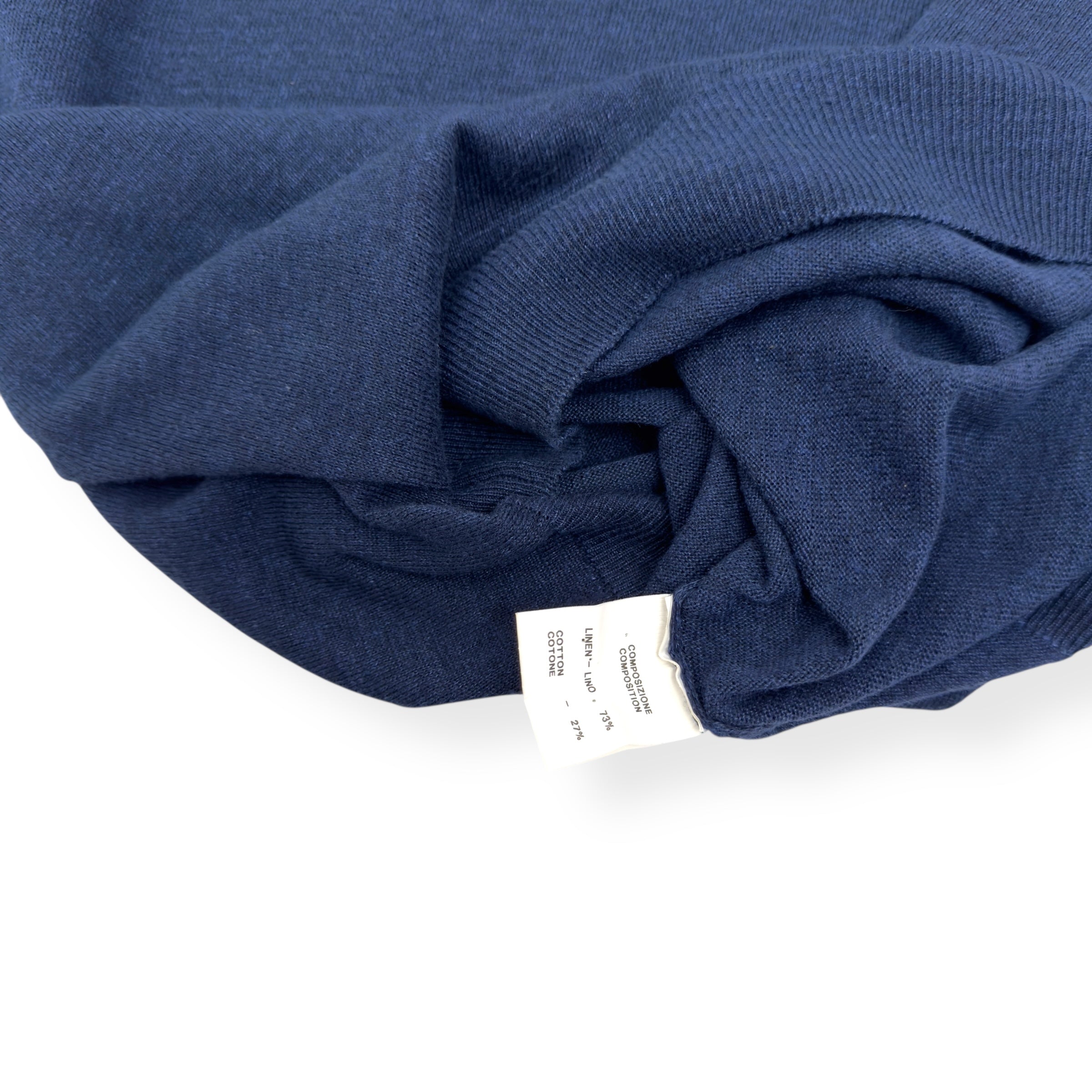 THOM SWEENEY LINEN POLO SHIRT NAVY 50 / M