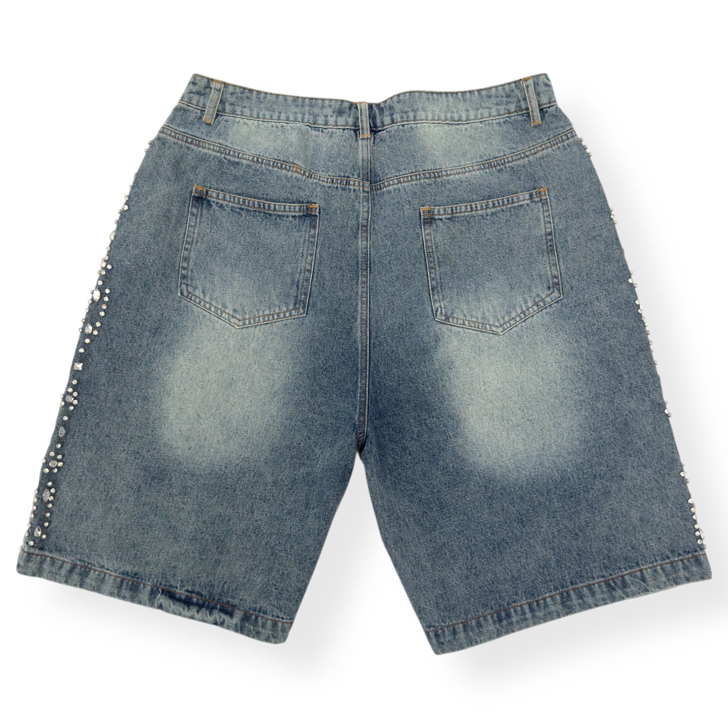 VALE FOREVER CRYSTAL EMBELLISHED SHORTS BLUE W34”
