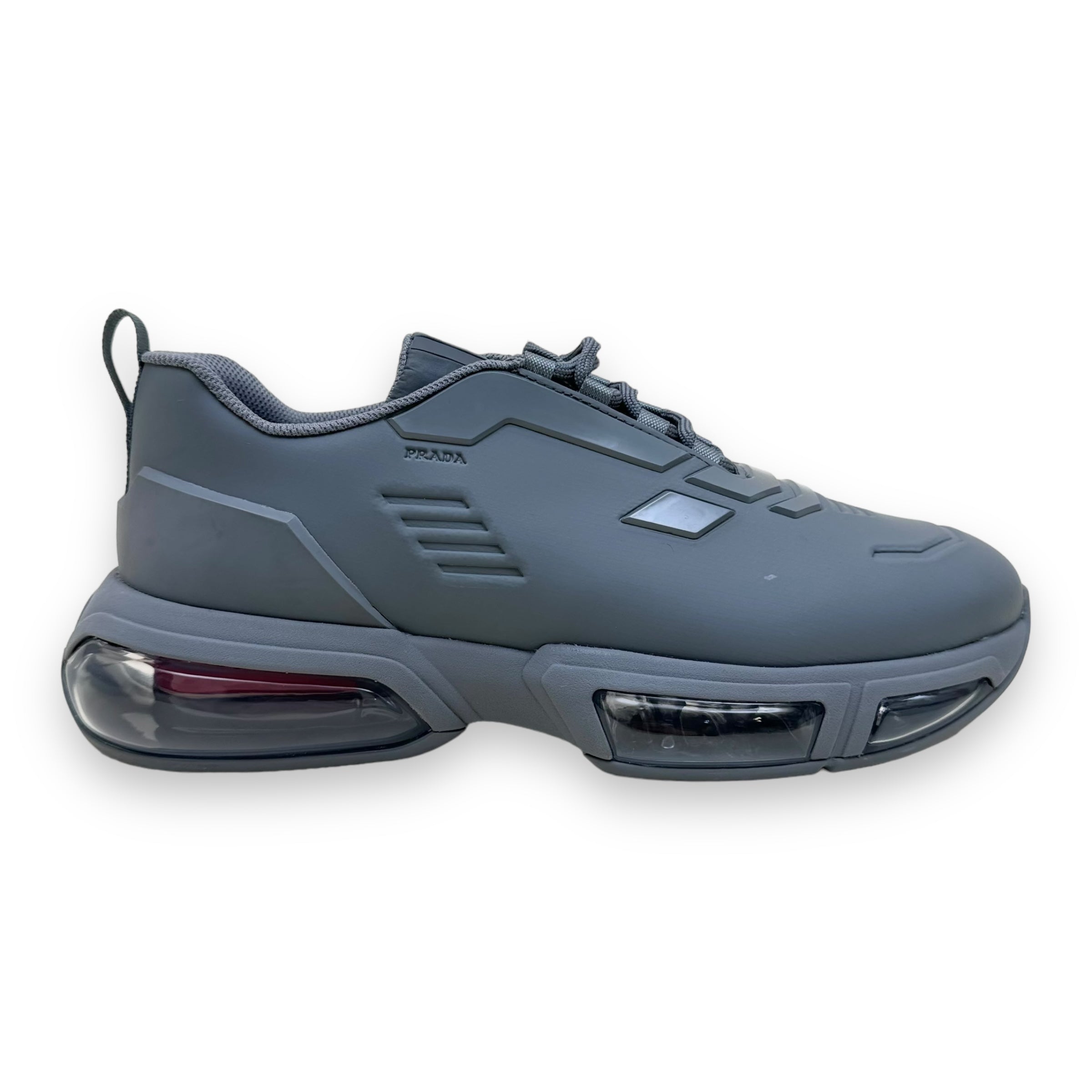 PRADA COLLISION 19LR TECHNICAL FABRIC LOW TOP SNEAKER GREY UK9
