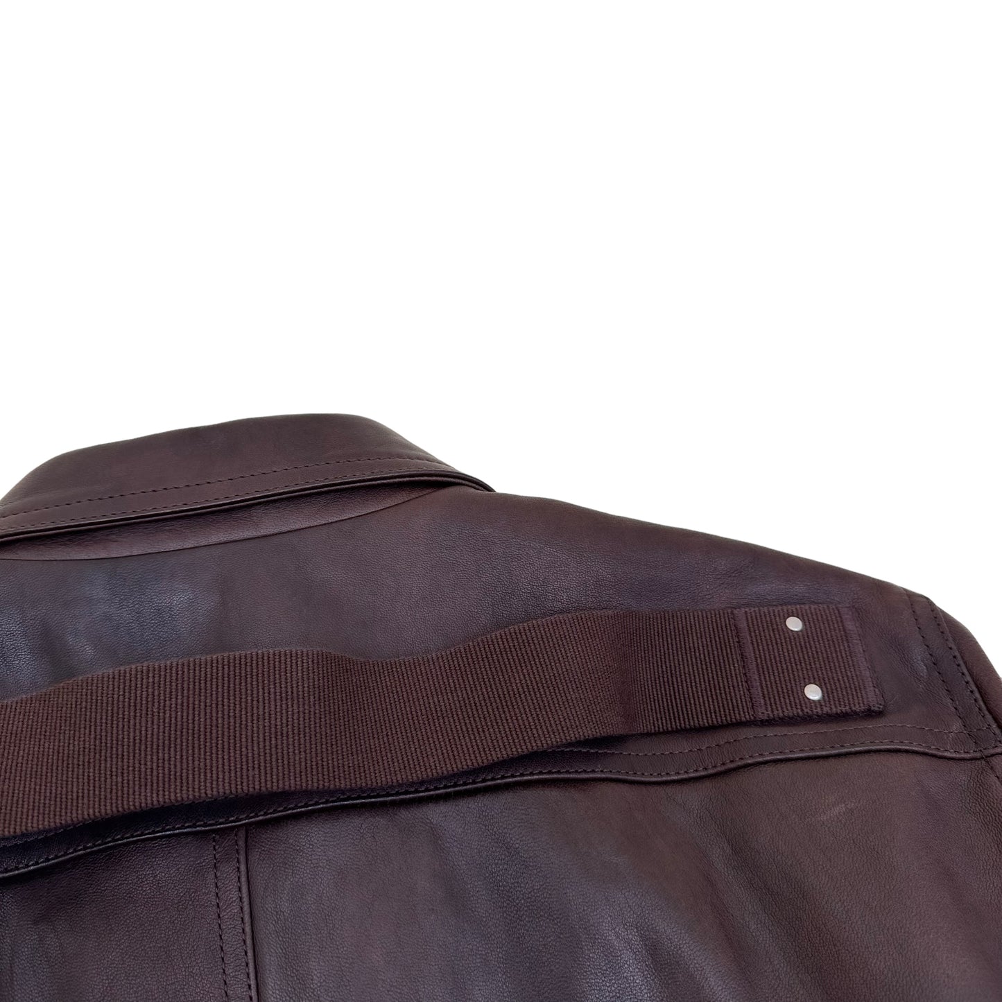 RICK OWENS FW23 BRAD LEATHER JACKET BROWN XXL