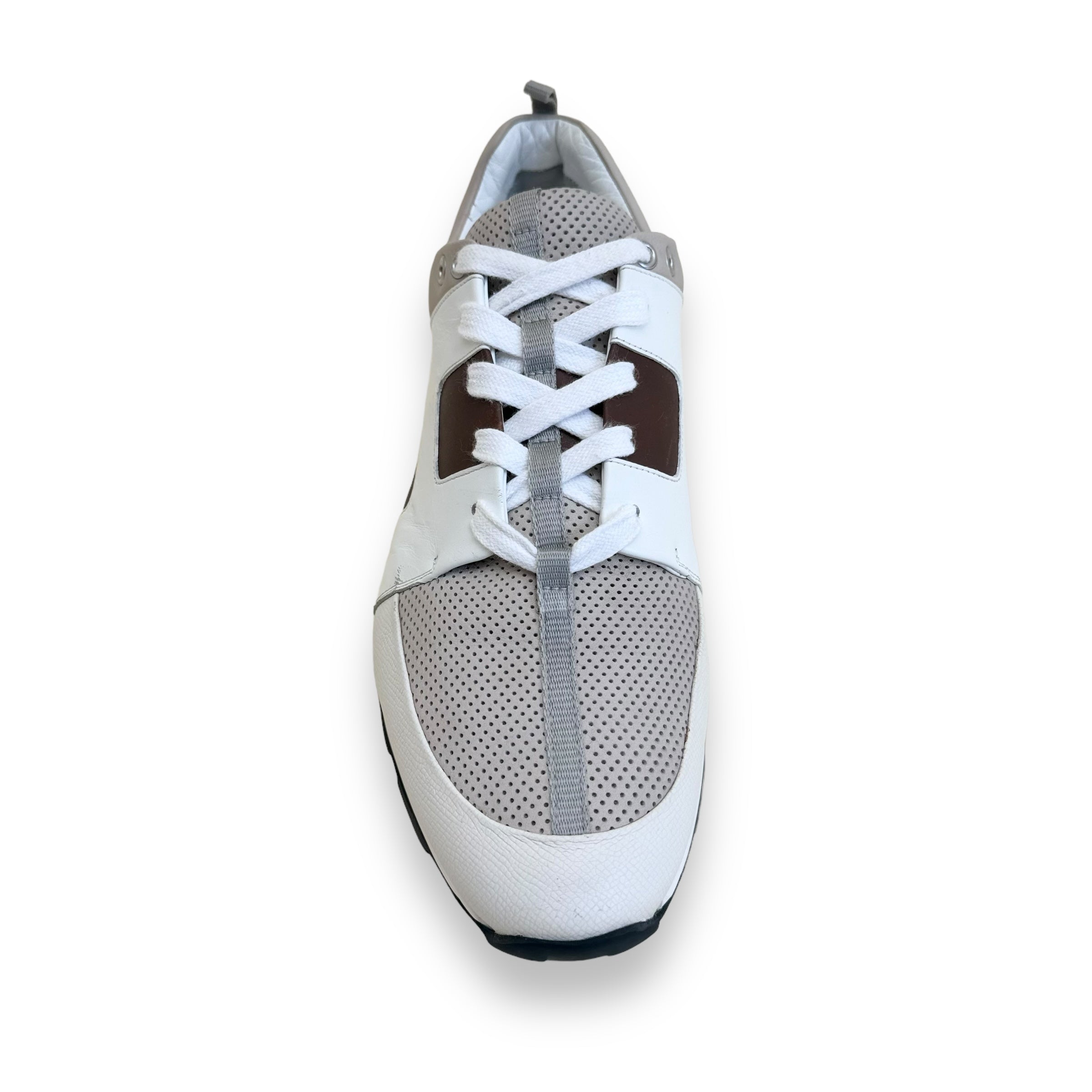HERMES LEATHER MATCH RUNNER SNEAKER WHITE / TAN UK9.5