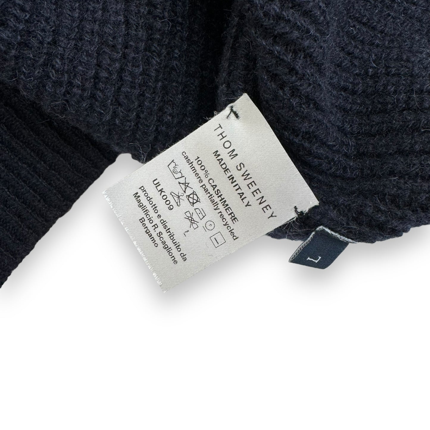 THOM SWEENEY ZIP-UP CASHMERE RIBBED SWEATER NAVY L