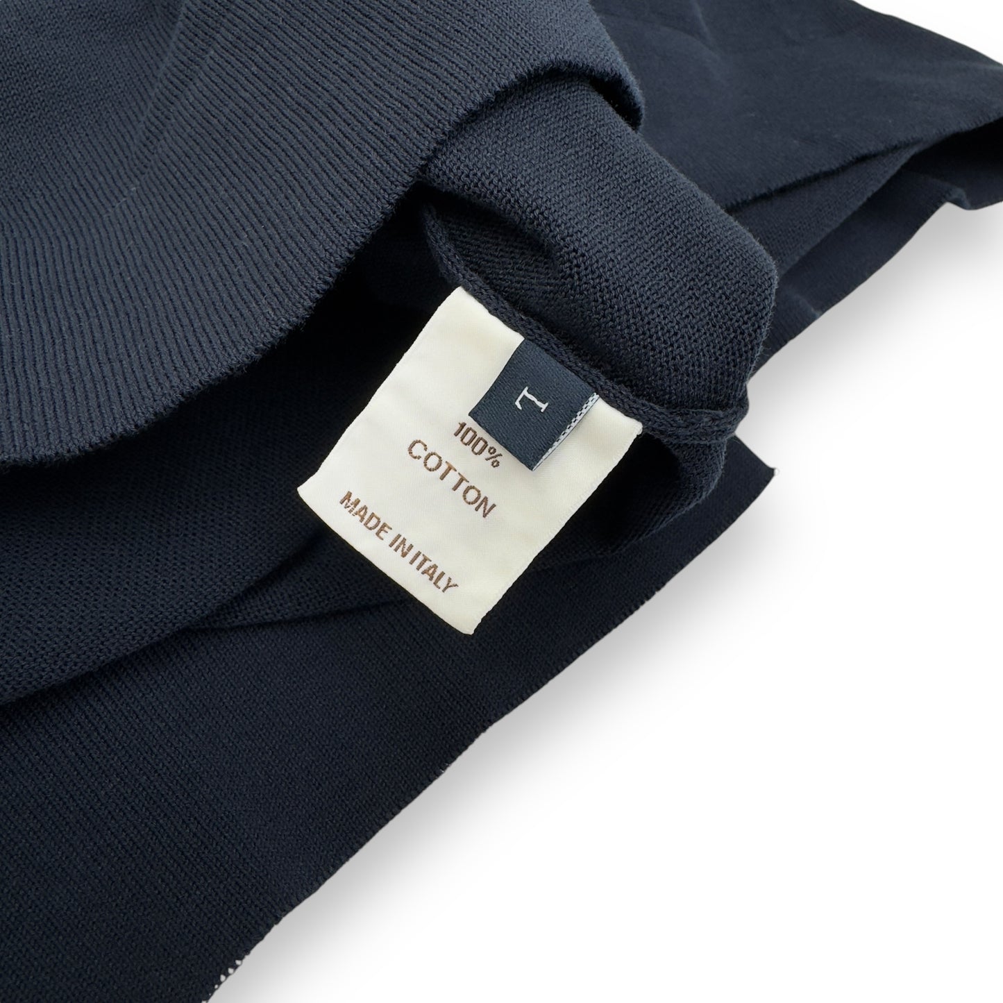 THOM SWEENEY SS23 SHORT SLEEVE COTTON POLO SHIRT NAVY L