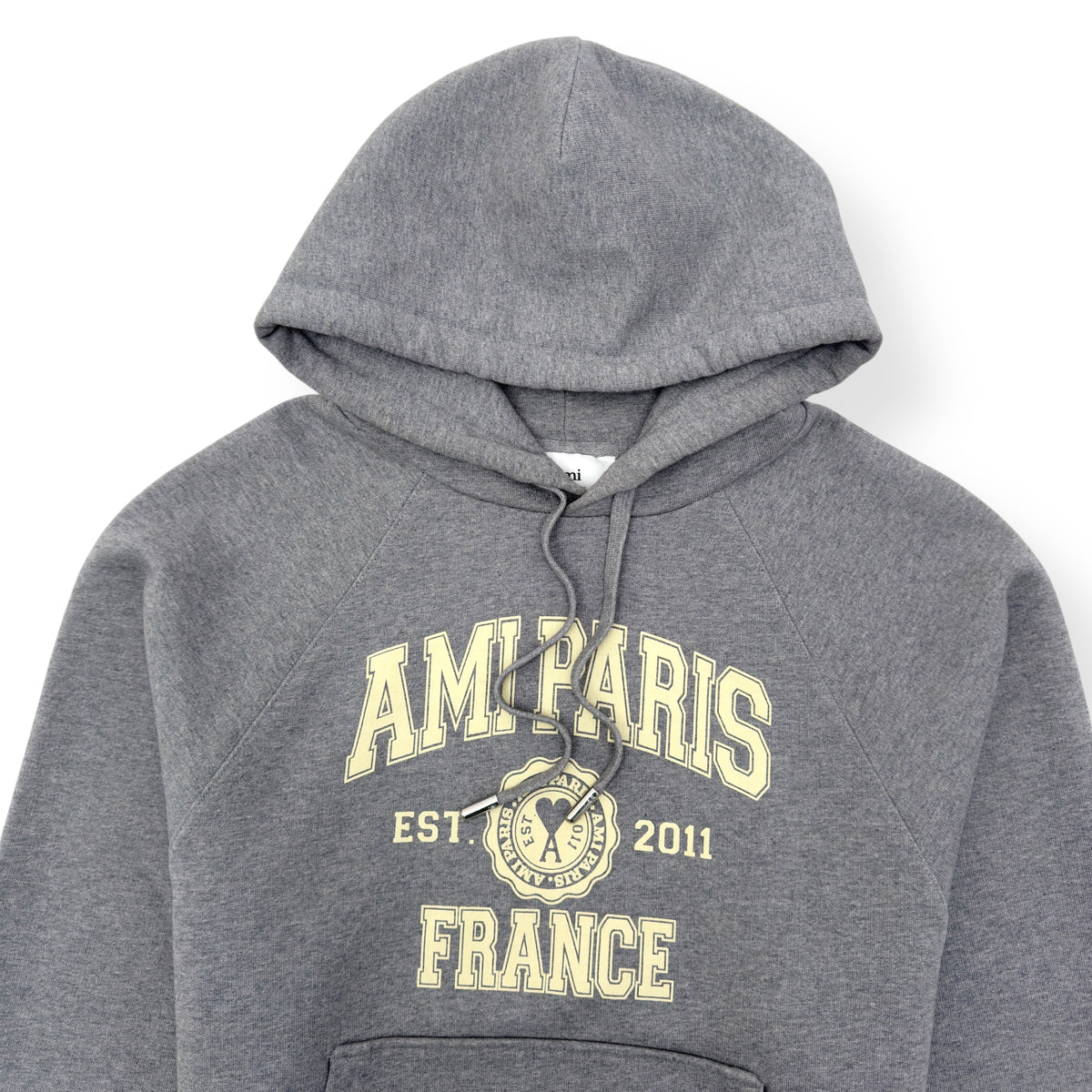 AMI PARIS POPOVER HOODIE GREY / WHITE M