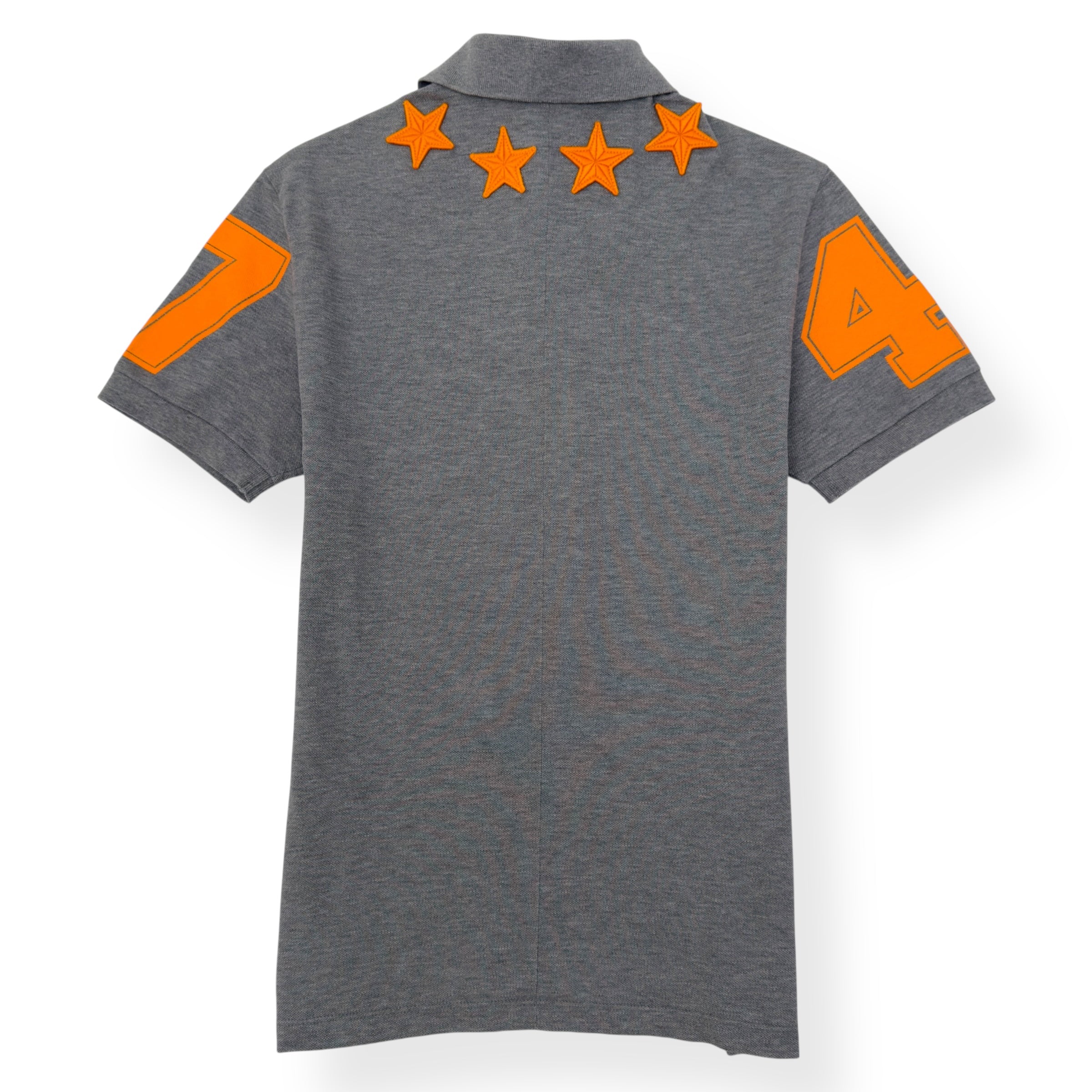 GIVENCHY STAR EMBOIDERED POLO SHIRT GREY / ORANGE M