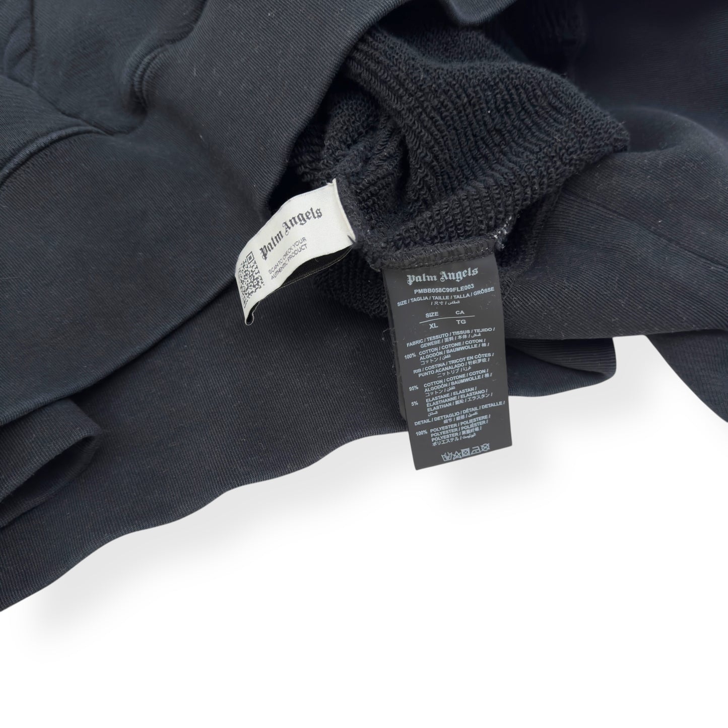 PALM ANGELS CURVED LOGO HOODIE BLACK / WHITE XL