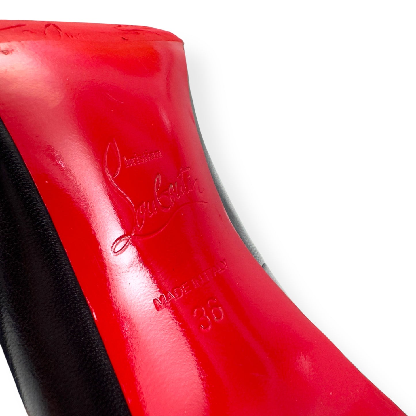 CHRISTIAN LOUBOUTIN LEATHER FIFI SIMPLE HEELS BLACK / RED 36 / UK3