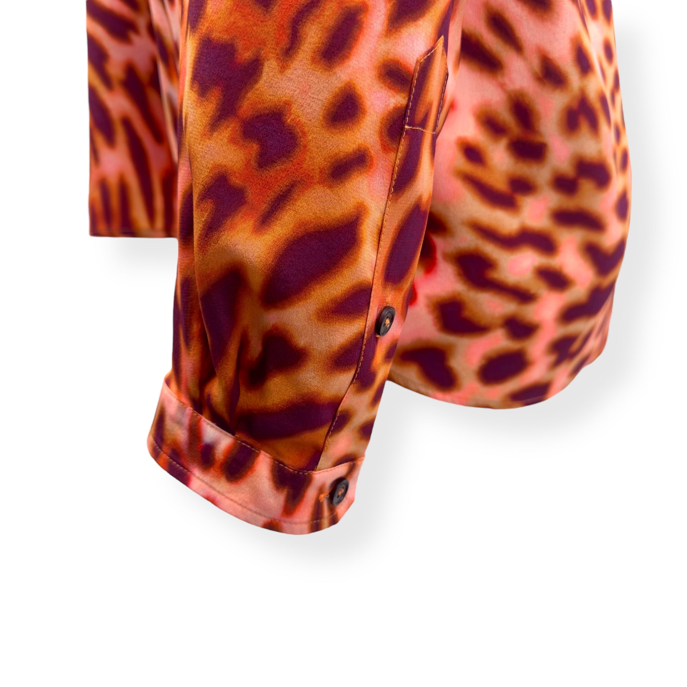 STELLA MCCARTNEY MULTICOLOUR PRINT SILK BUTTONED SHIRT BLOUSE ORANGE 46 / UK14