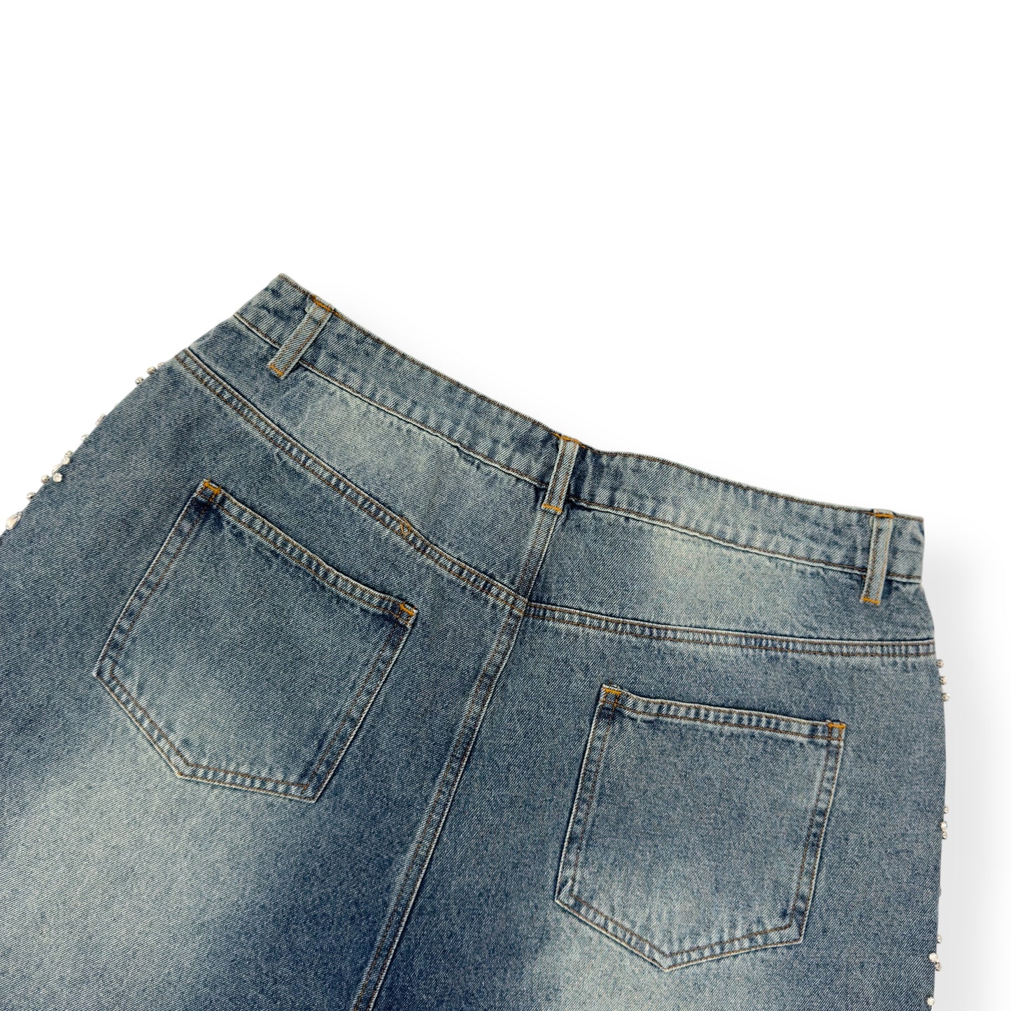 VALE FOREVER CRYSTAL EMBELLISHED SHORTS BLUE W34”
