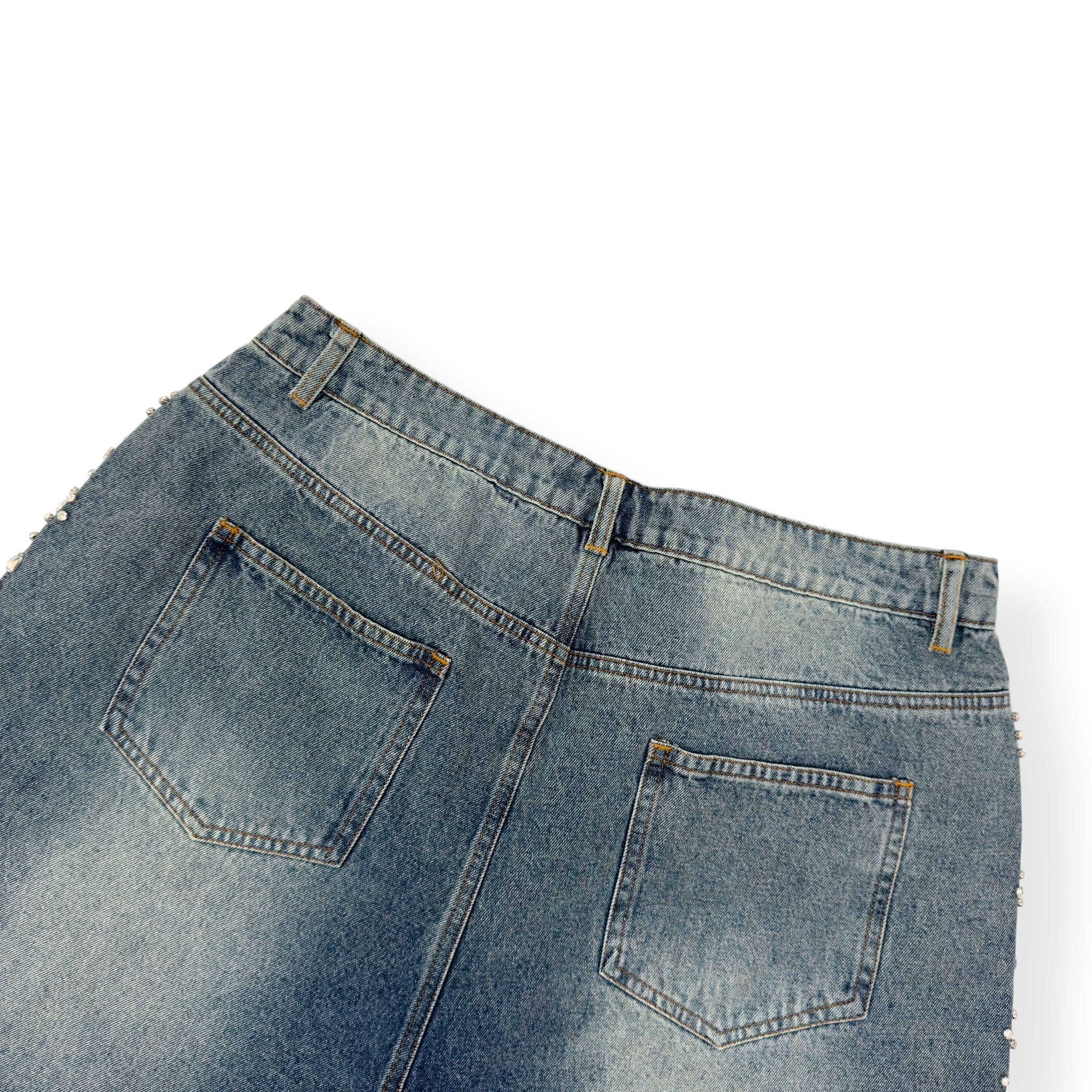VALE FOREVER CRYSTAL EMBELLISHED SHORTS BLUE W34”