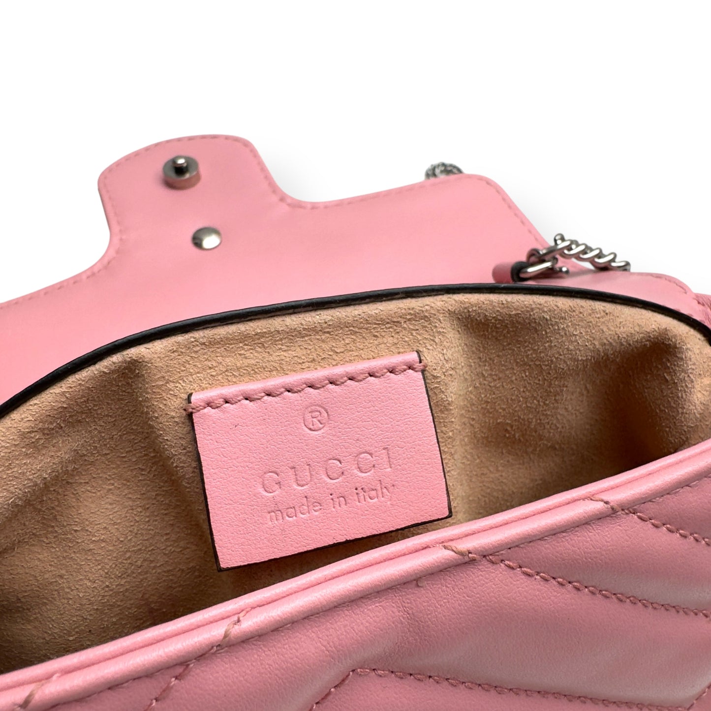 GUCCI MARMONT LEATHER SHOULDER BAG PINK MINI