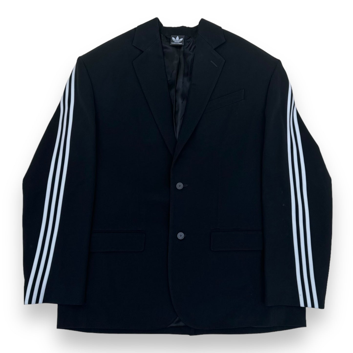 BALENCIAGA X ADIDAS OVERSIZED STRIPED SUIT JACKET BLACK XS