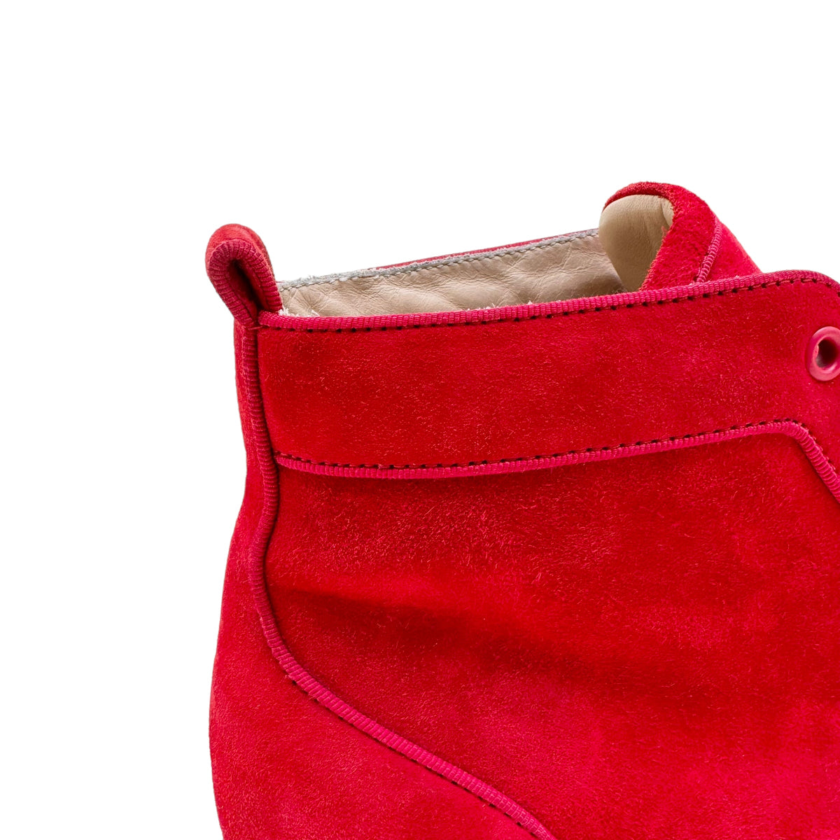 CHRISTIAN LOUBOUTIN VEAU VELOUR STRASS HIGH TOP SNEAKER RED UK9