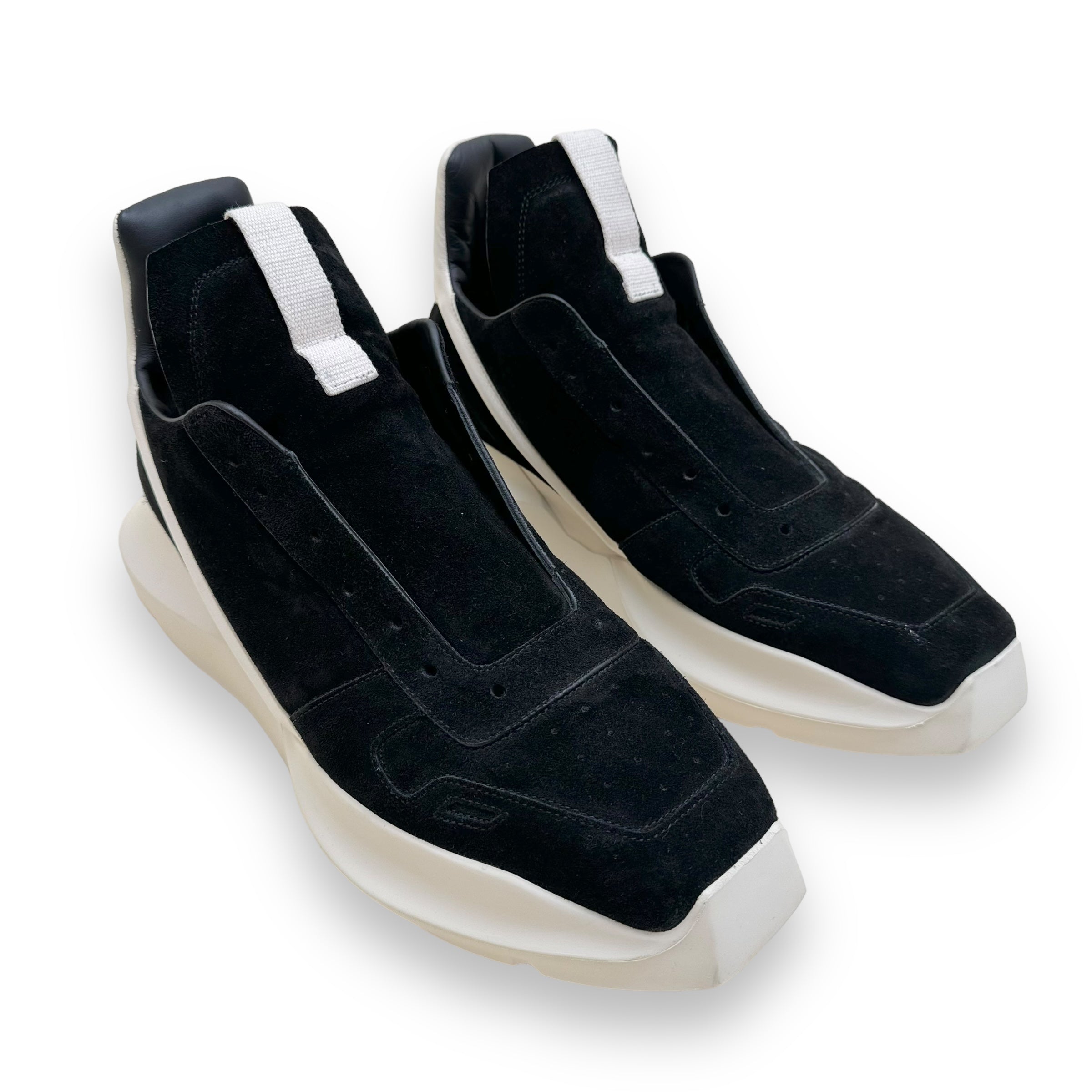 RICK OWENS GETH SUEDE RUNNER SNEAKER BLACK UK11
